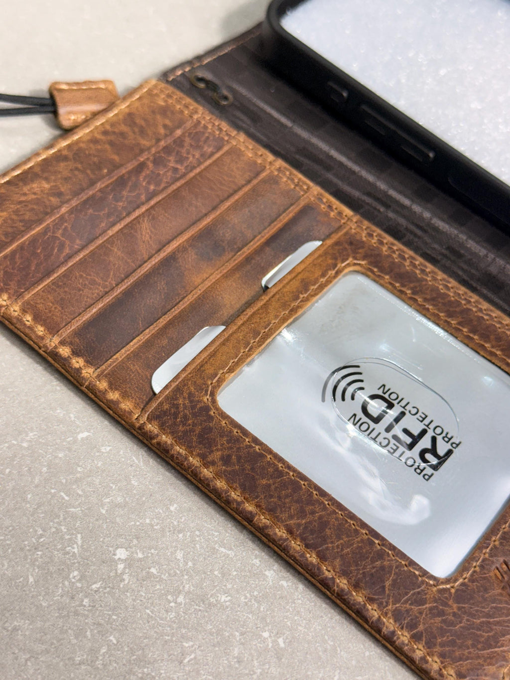 Genuine Leather Google Pixel 9 10 Wallet Case: Vintage  Design
