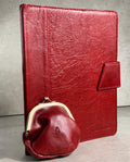 Genuine Leather iPad Pro Case: Slim Red Magnetic Cover with Card Slots