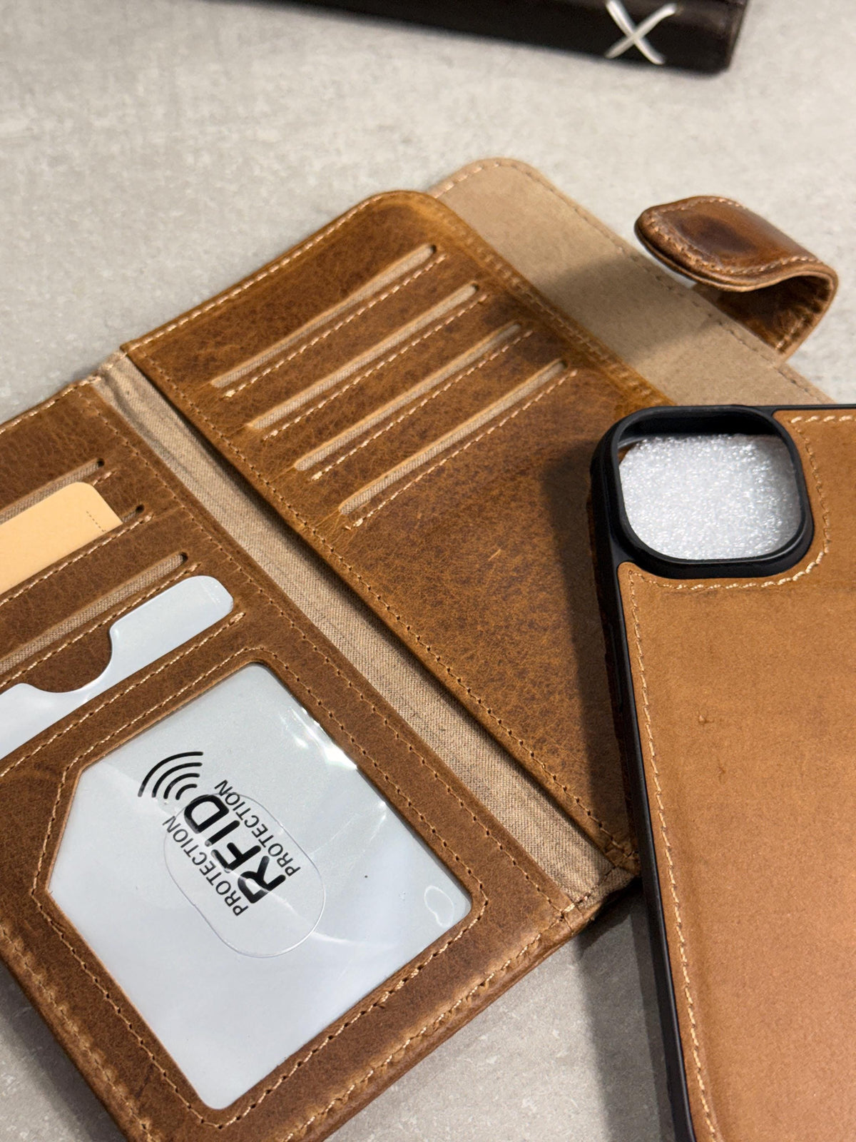 Vintage Leather Wallet Case for iPhone: Book Style, Card Slots