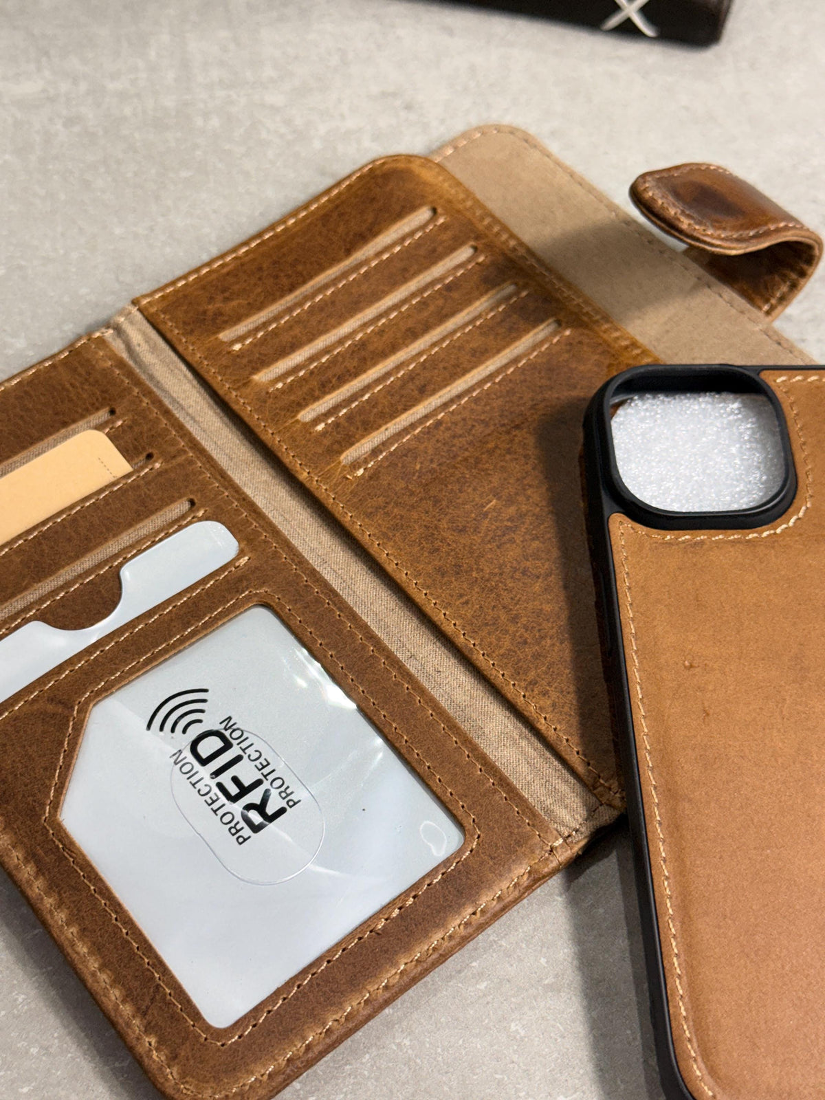 Vintage Leather Wallet Case for iPhone: Book Style, Card Slots