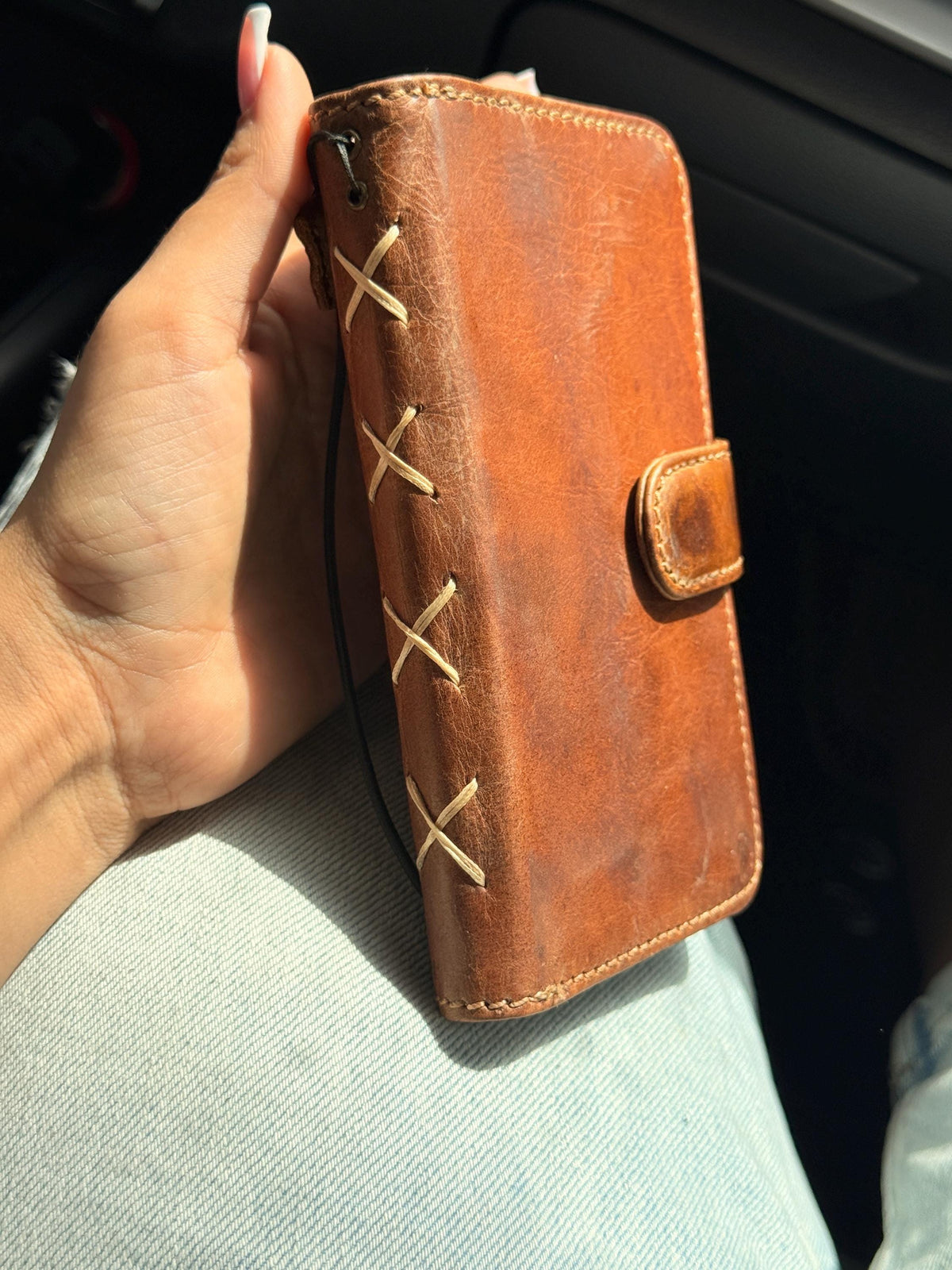 Genuine Leather fo OnePlus Open Case Wallet Handmade Wireless Luxury oiled Ar