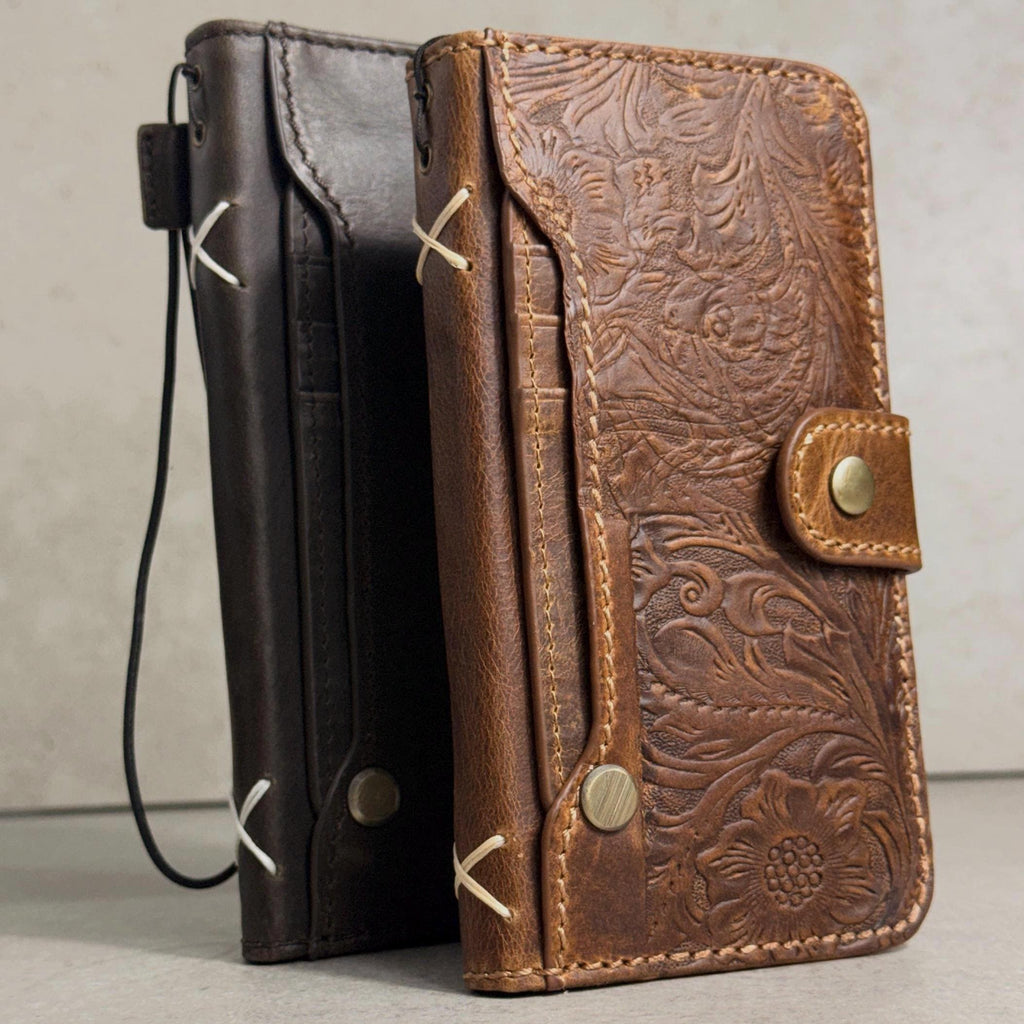 Handmade Leather Wallet Case: Galaxy S21 S22 S23 S24 S25 S26 Ultra, Card Slots