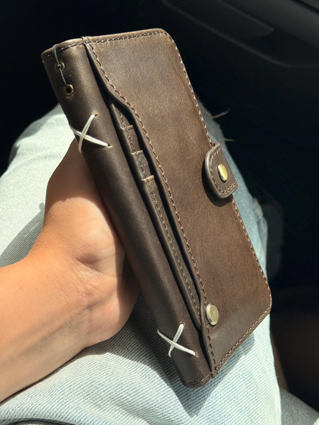 Vintage Leather Wallet Case for iPhone: Book Style, Card Slots