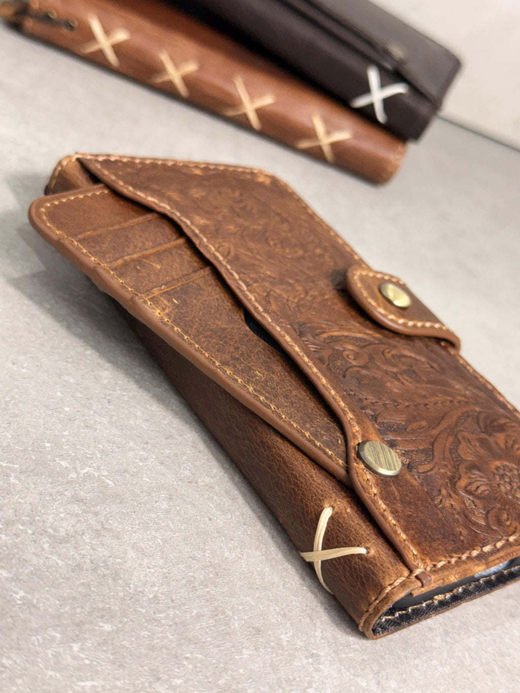 Vintage Leather Wallet Case for iPhone: Book Style, Card Slots