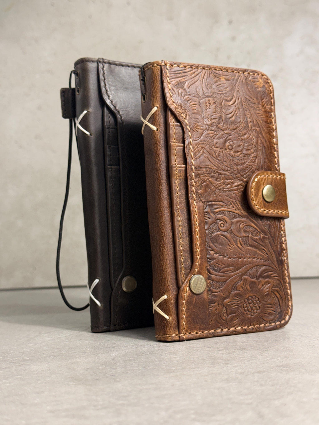 Vintage Leather Wallet Case for iPhone: Book Style, Card Slots
