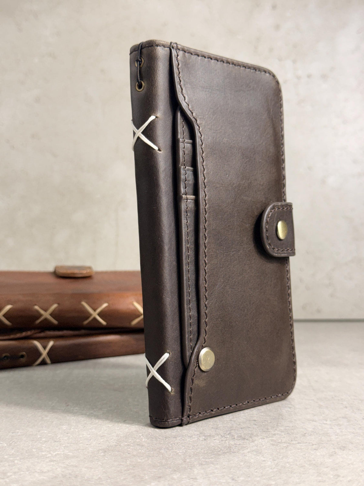 Handmade Leather Wallet Case for Google Pixel: Retro Card Holder with Zipper