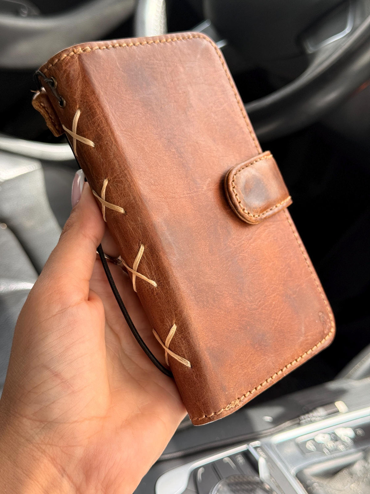 Genuine Leather fo OnePlus 15 12 12R Case Wallet Handmade Wireless Luxury oiled Ar