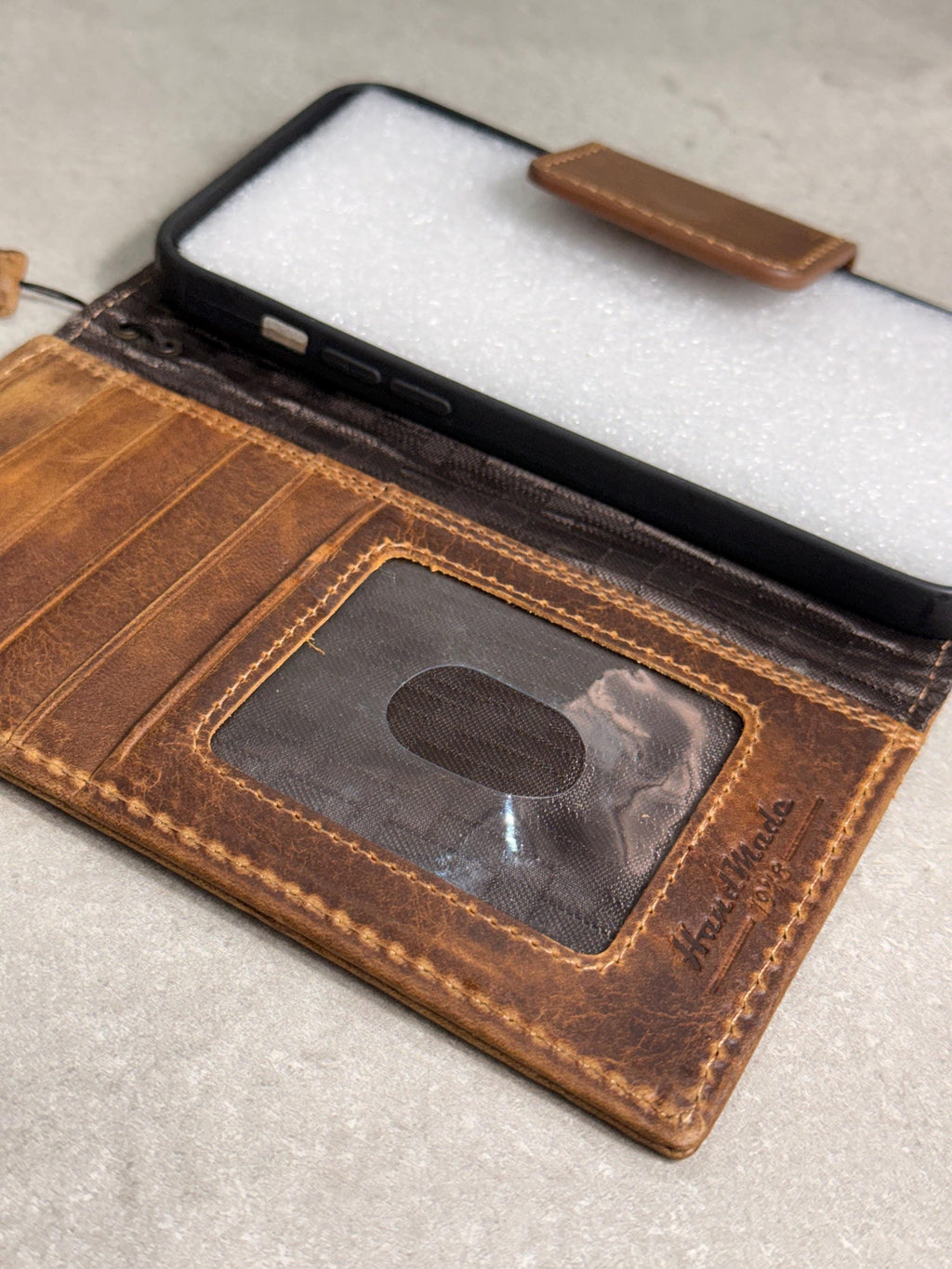 Genuine Leather iPhone Wallet Case: Magnetic Book Cover, Card Slots