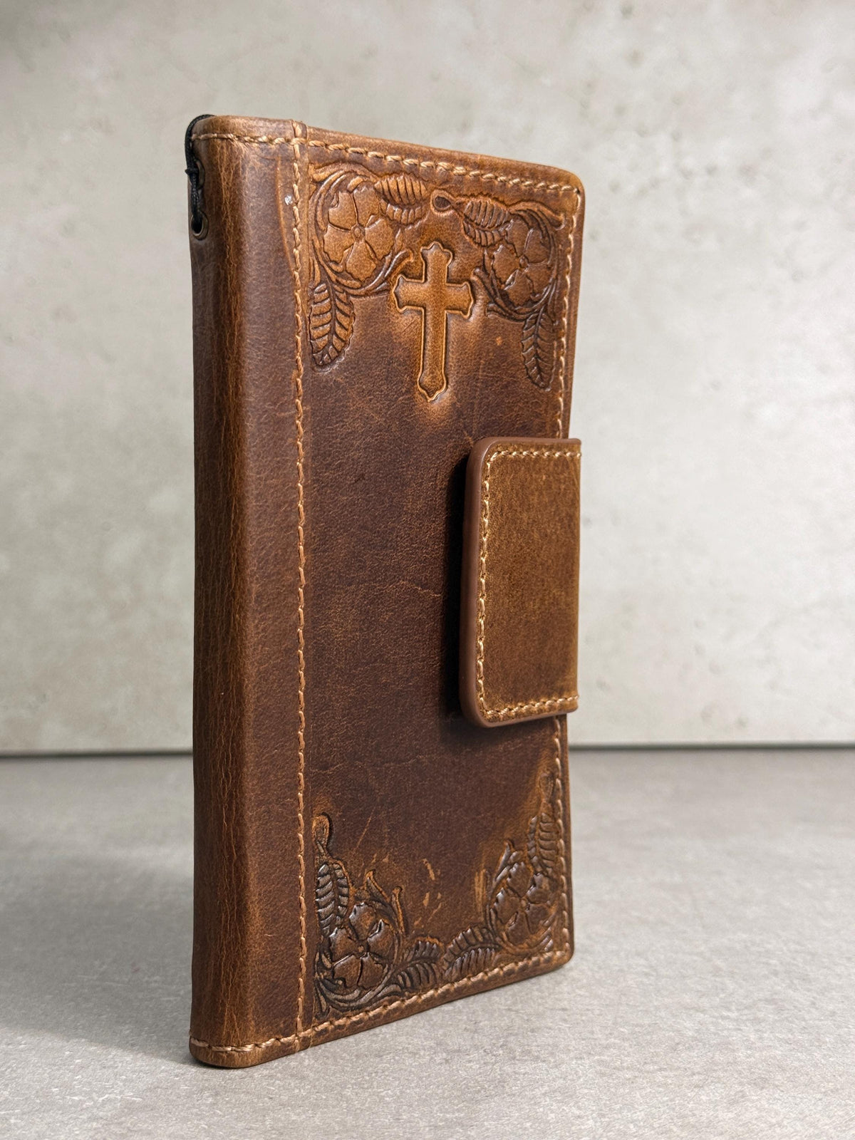 Embossed Leather Wallet Case for Google Pixel: Vintage Art Design