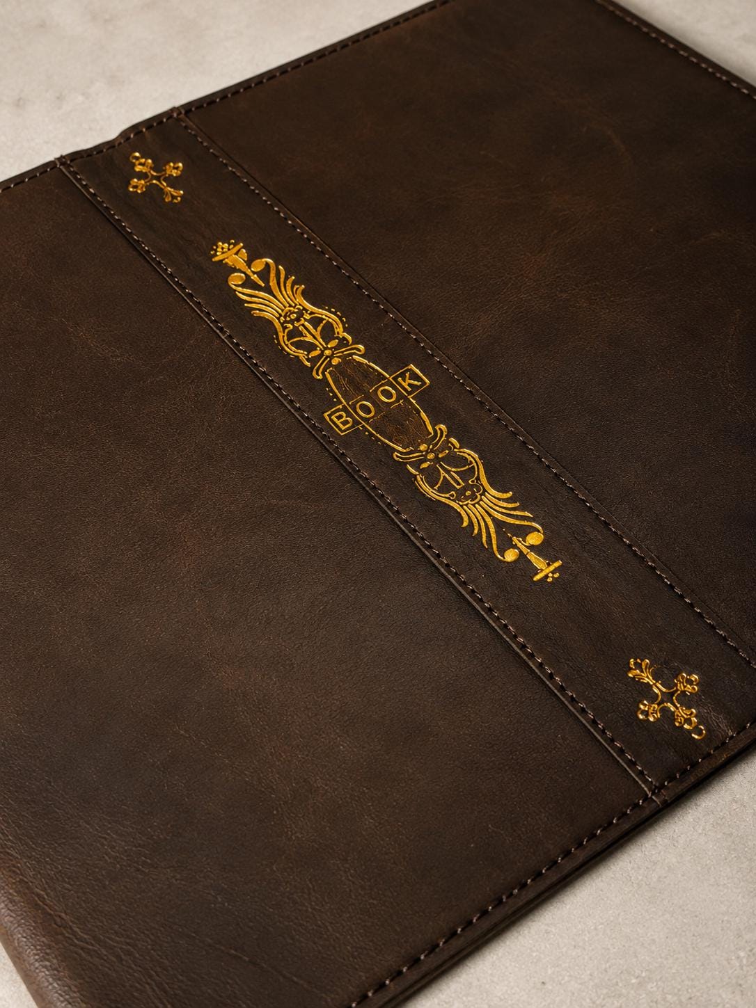 Handmade Leather iPad Cover, Book Style Case with Pen Holder