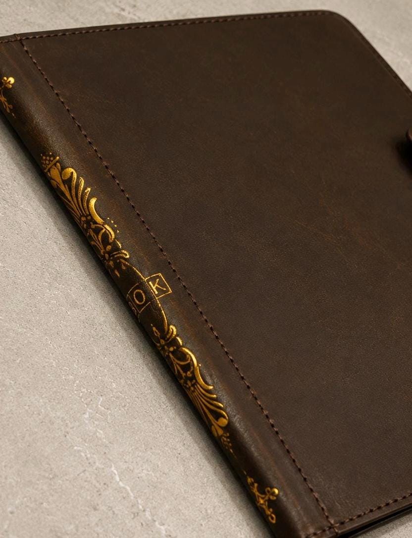 Handmade Leather iPad Cover, Book Style Case with Pen Holder