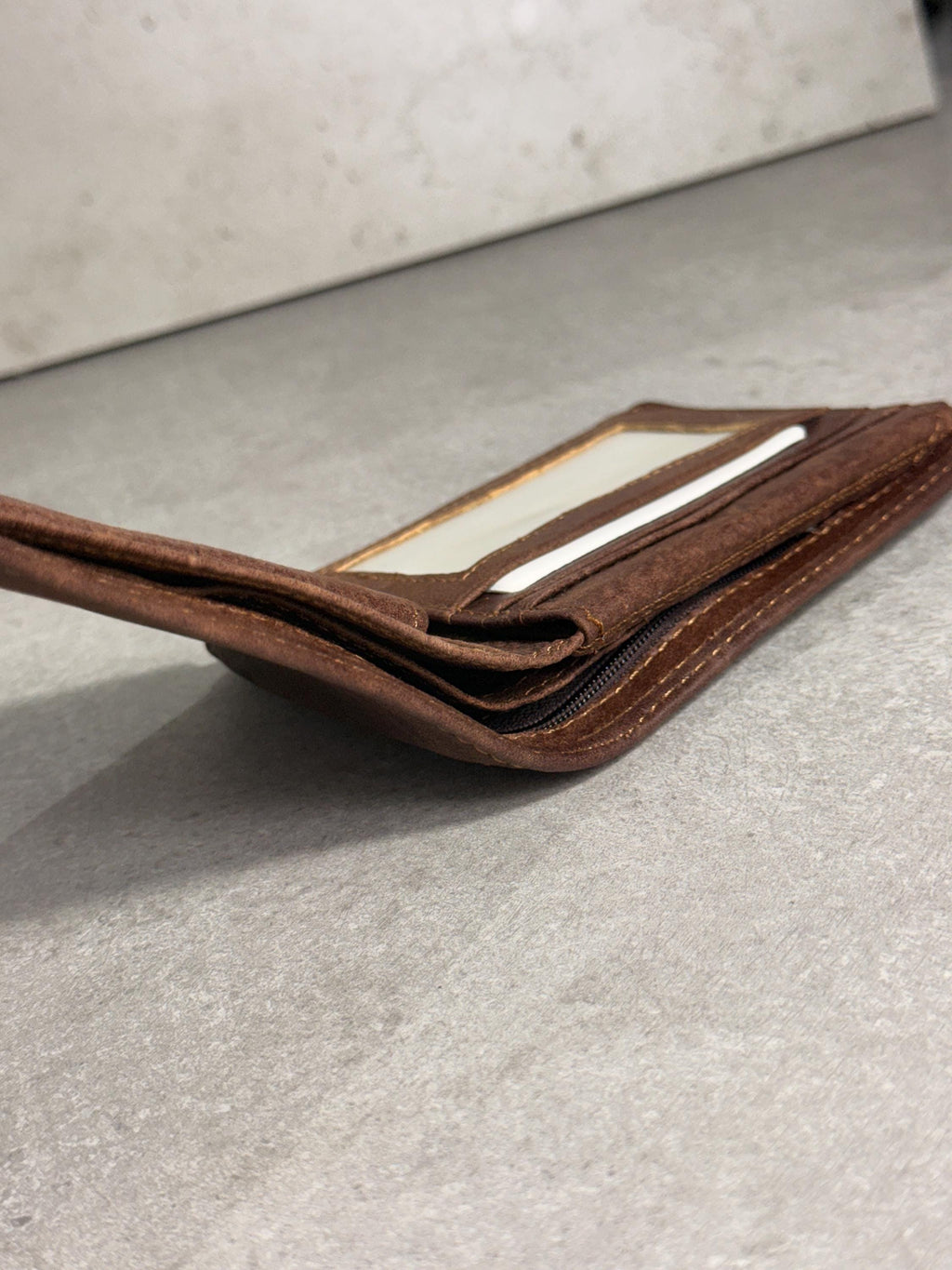 Leather wallet card slots  bill compartments thin design Hand-Stitched  Davidov art