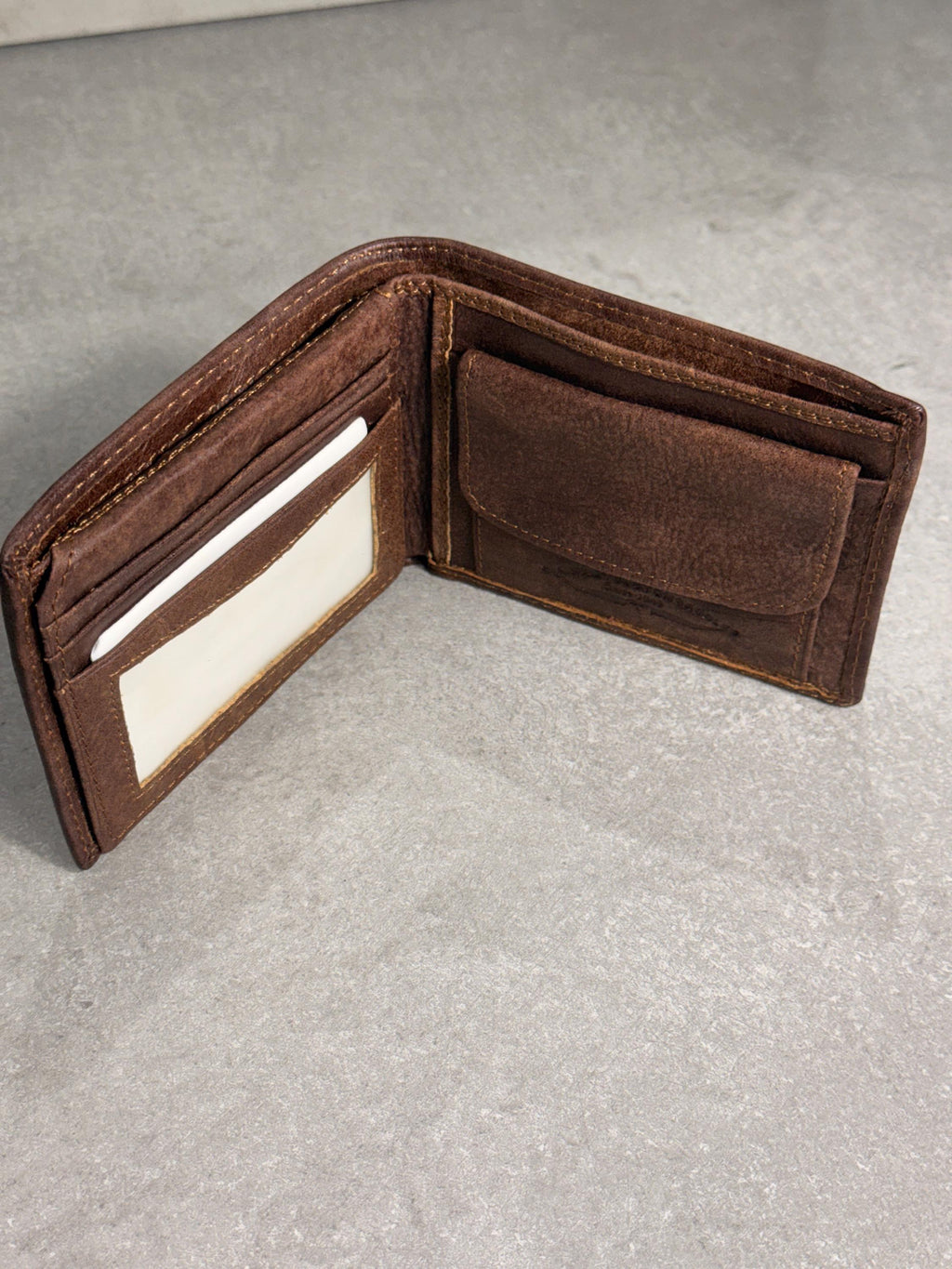 Leather wallet card slots  bill compartments thin design Hand-Stitched  Davidov art