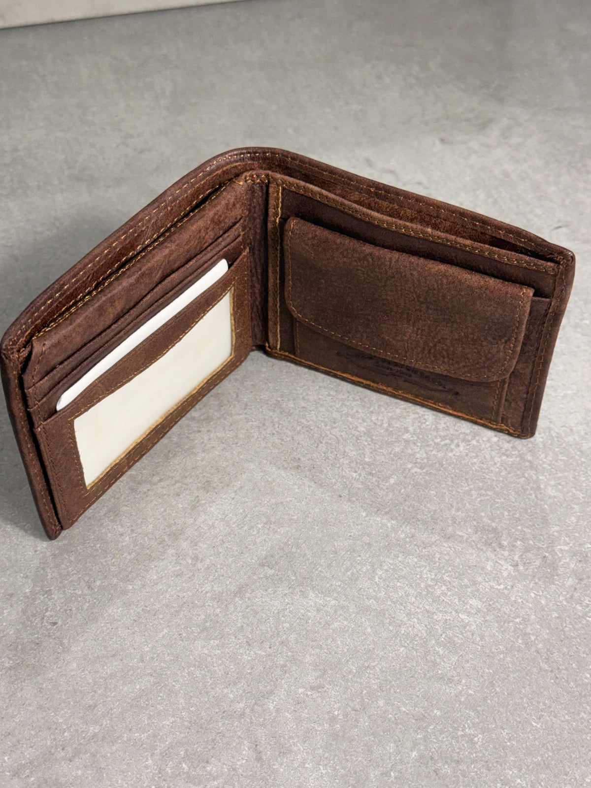 Leather wallet card slots  bill compartments thin design Hand-Stitched  Davidov art