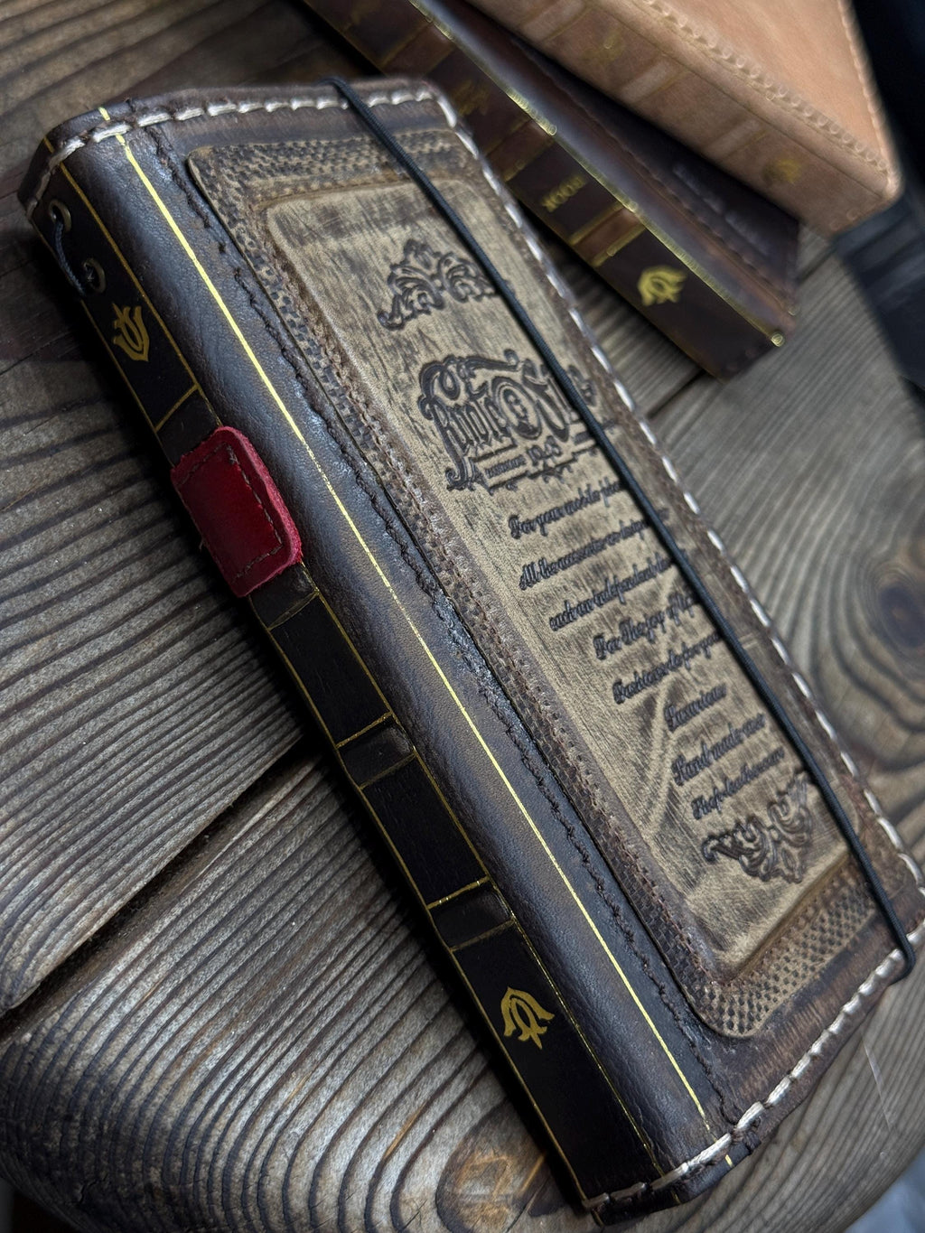 Handmade Leather Wallet Case for Galaxy Z Fold 2/3/4/5/6/7 - Art Design