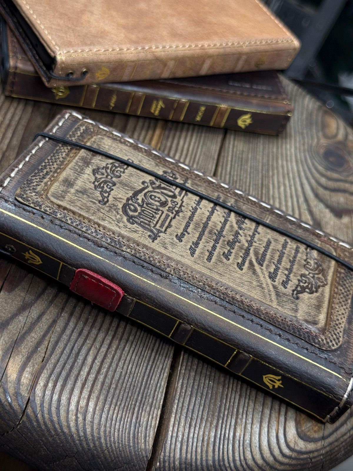 Handmade Leather Wallet Case for Galaxy Z Fold 2/3/4/5/6/7 - Art Design