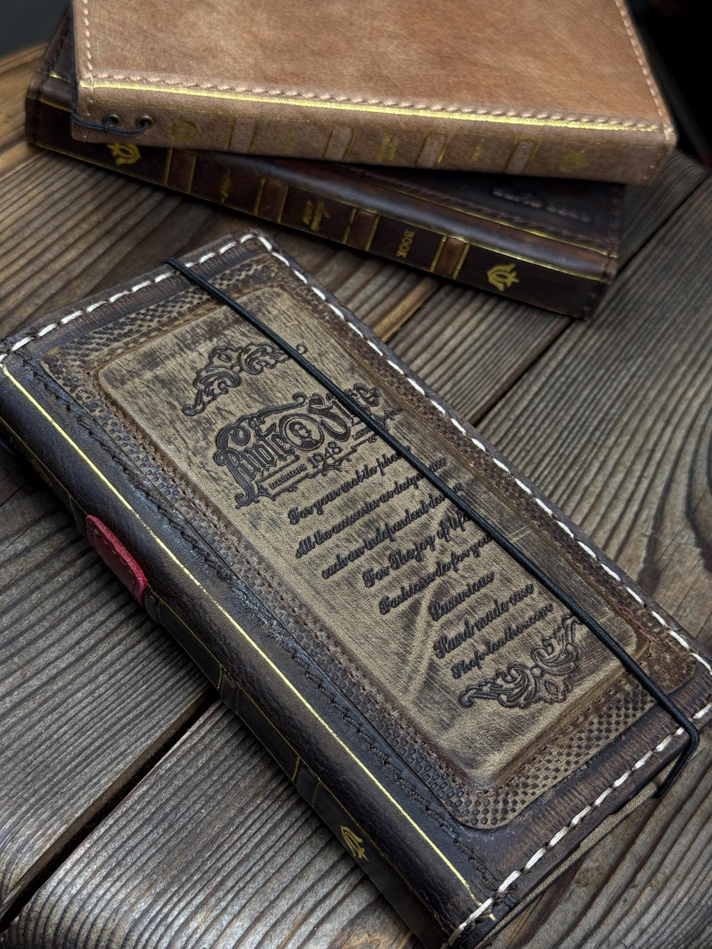 Handmade Leather Wallet Case for Galaxy Z Fold 2/3/4/5/6/7 - Art Design