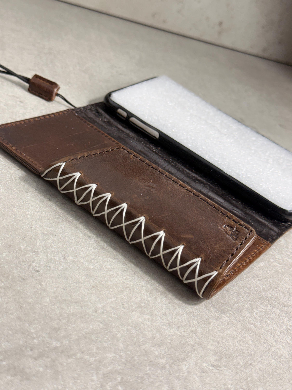 Genuine Leather iPhone Case: Ostrich Pattern, Vintage Book Style, Handcrafted Protection