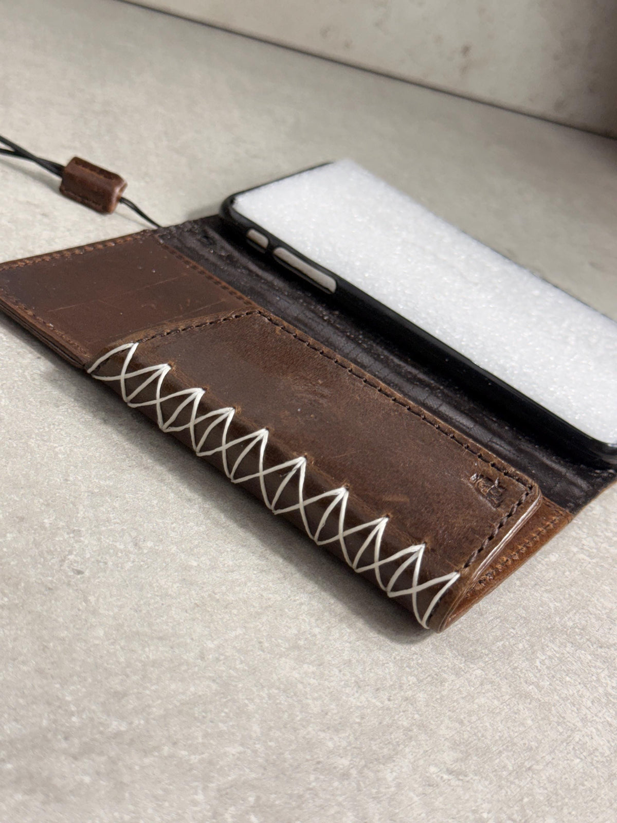 Genuine Leather iPhone Case: Ostrich Pattern, Vintage Book Style, Handcrafted Protection