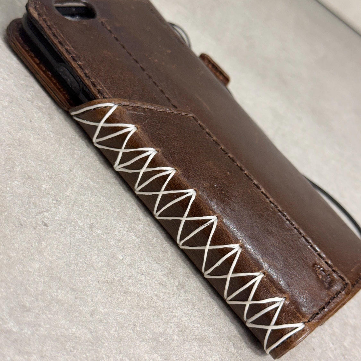 Genuine Leather iPhone Case: Ostrich Pattern, Vintage Book Style, Handcrafted Protection