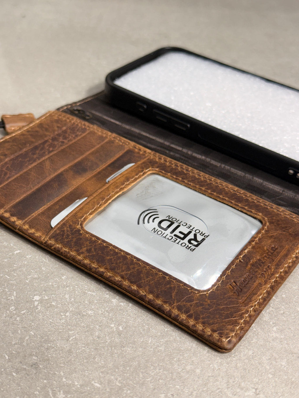 Handmade Leather Galaxy Phone Case: Jesus Cross Wallet, Wireless Charge