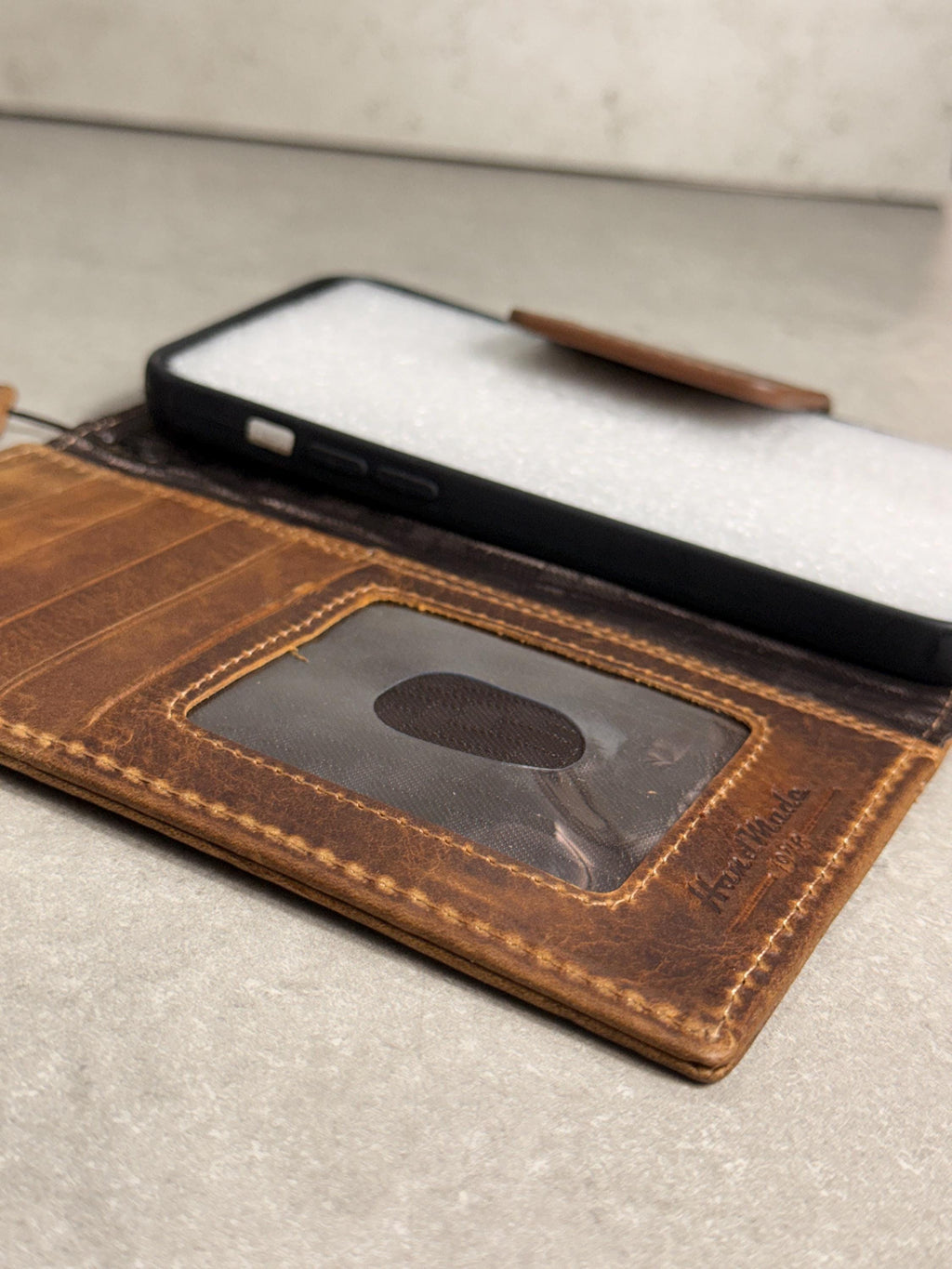 Handmade Leather Galaxy Phone Case: Jesus Cross Wallet, Wireless Charge