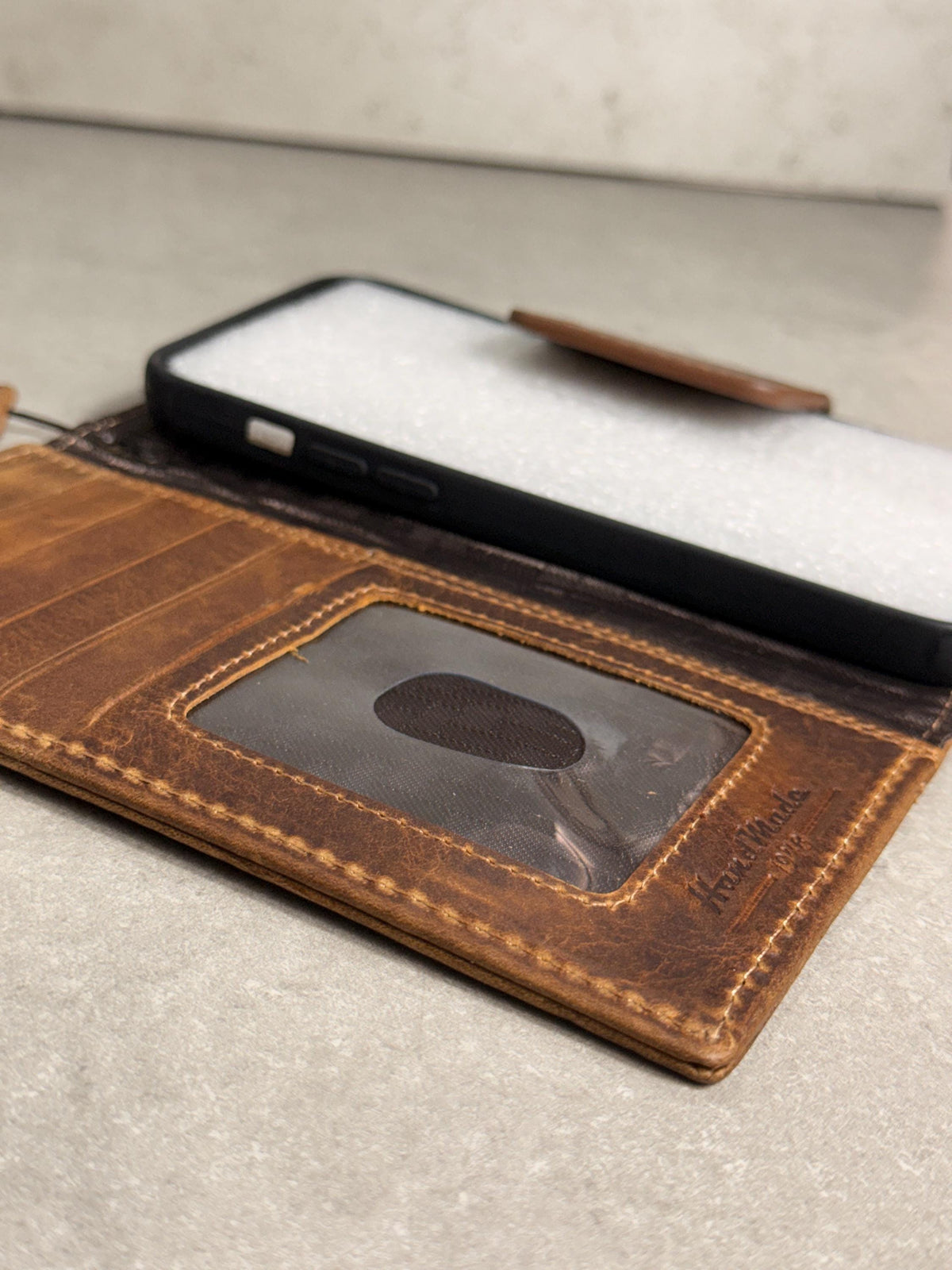 Handmade Leather Galaxy Phone Case: Jesus Cross Wallet, Wireless Charge