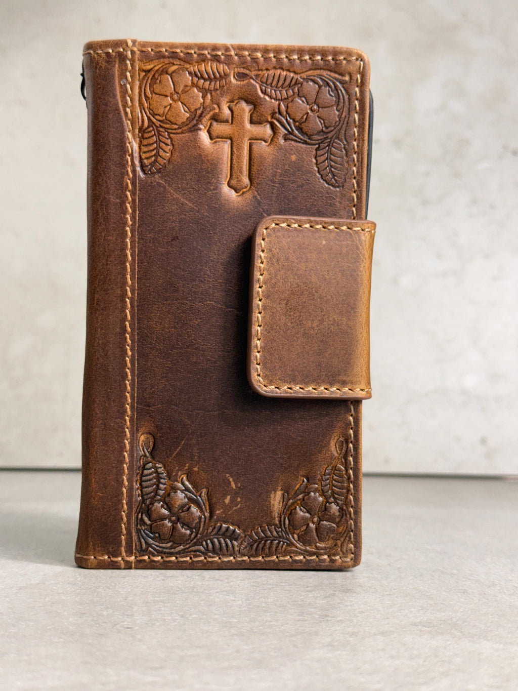 Genuine Leather iPhone Wallet Case: Magnetic Book Cover, Card Slots