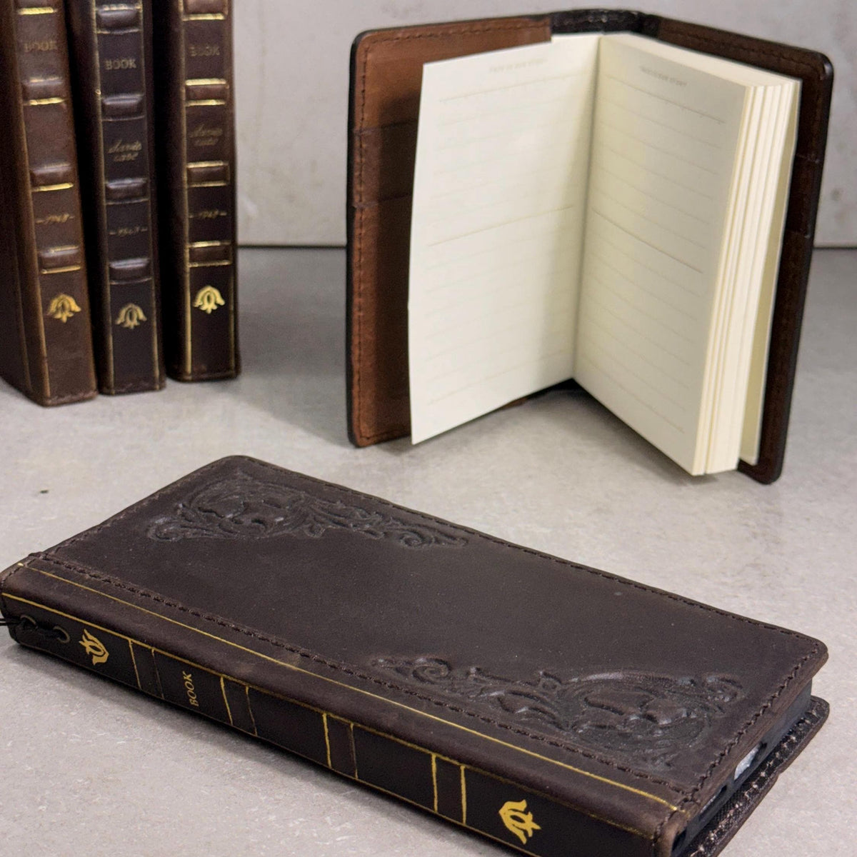 Leather Phone Case & Journal Set – Vintage Book Style