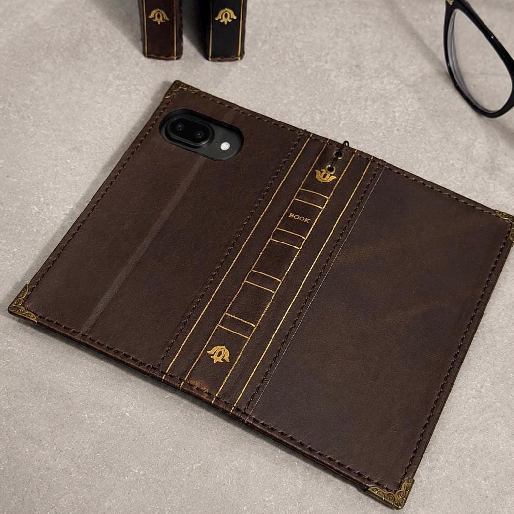 Genuine Leather Wallet Case for Google Pixel: Vintage Book Design