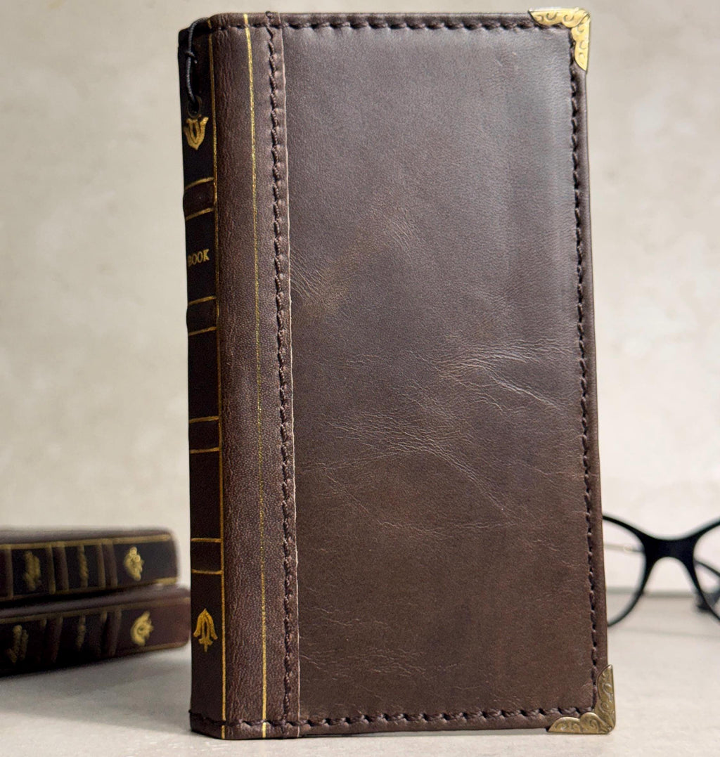 Genuine Leather Wallet Case for Google Pixel: Vintage Book Design