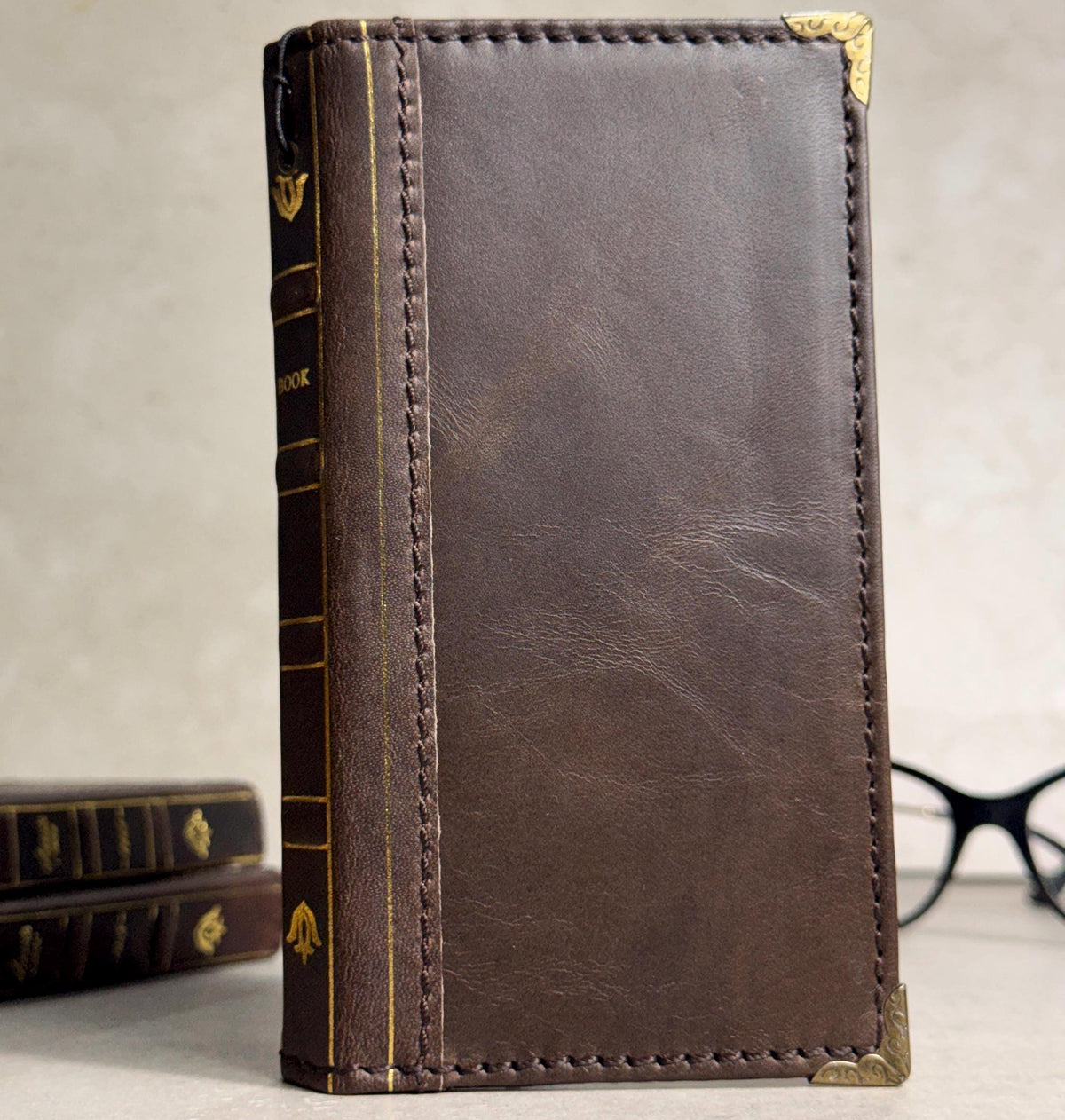 Genuine Leather Wallet Case for Google Pixel: Vintage Book Design