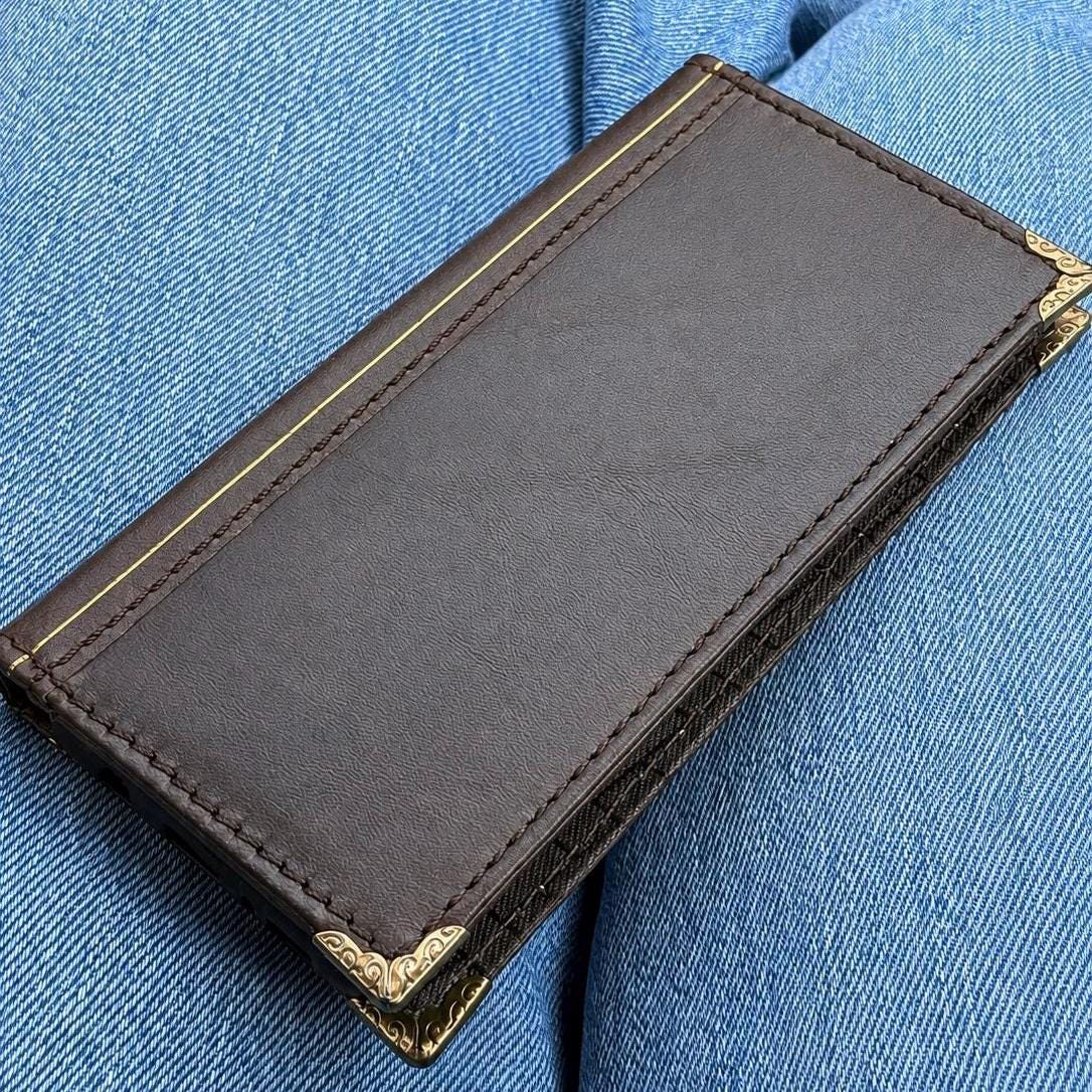 Genuine Leather Wallet Case For Galaxy S21-S26 Ultra, Card Slots (Book Design)