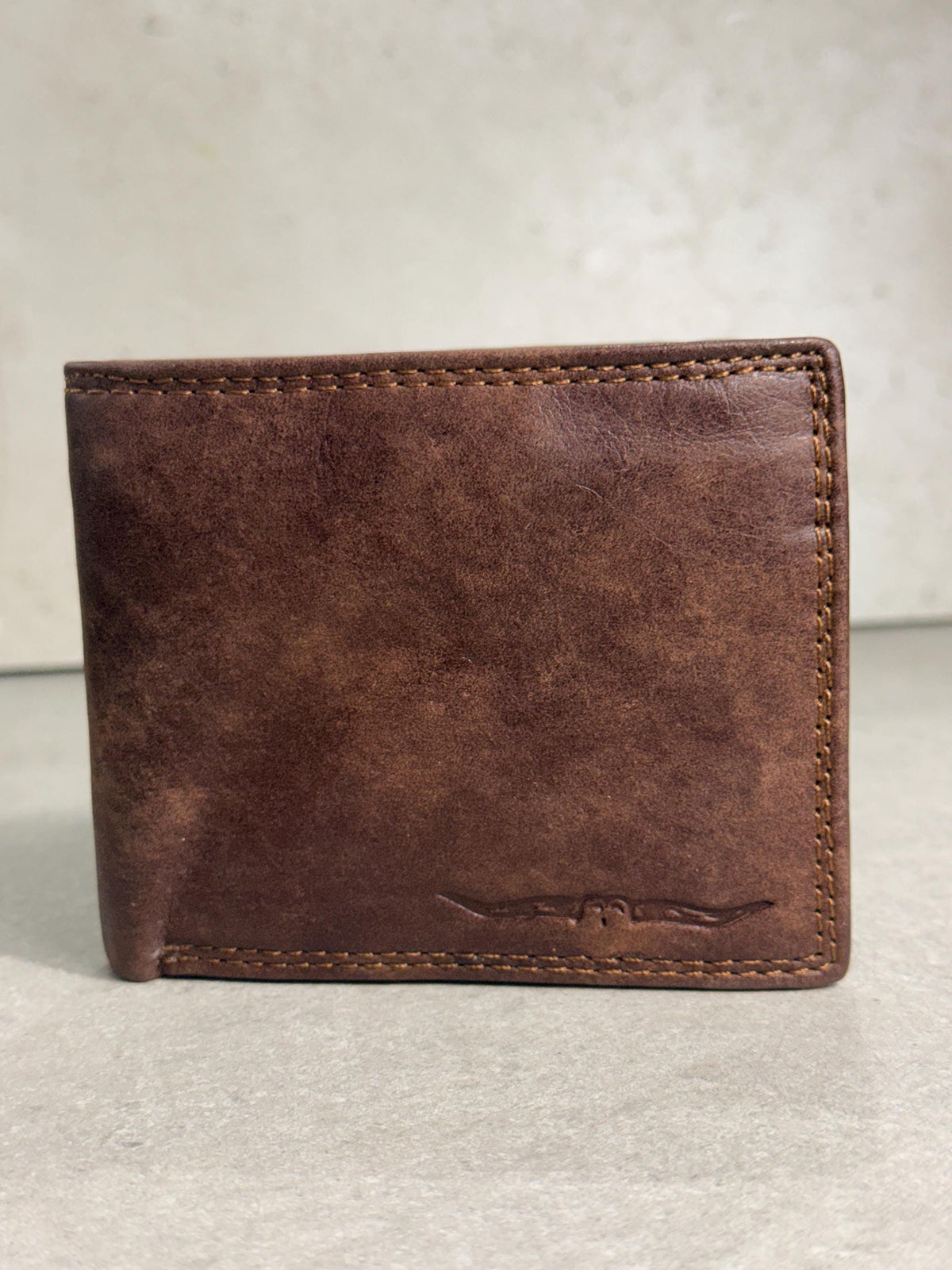 Leather wallet card slots  bill compartments thin design Hand-Stitched  Davidov art