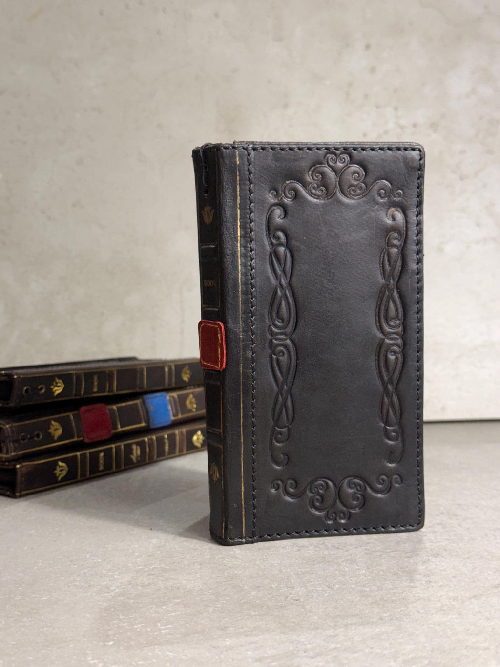 Handmade Black Leather Book Wallet Case for Samsung Galaxy S Series (Ultra FE)