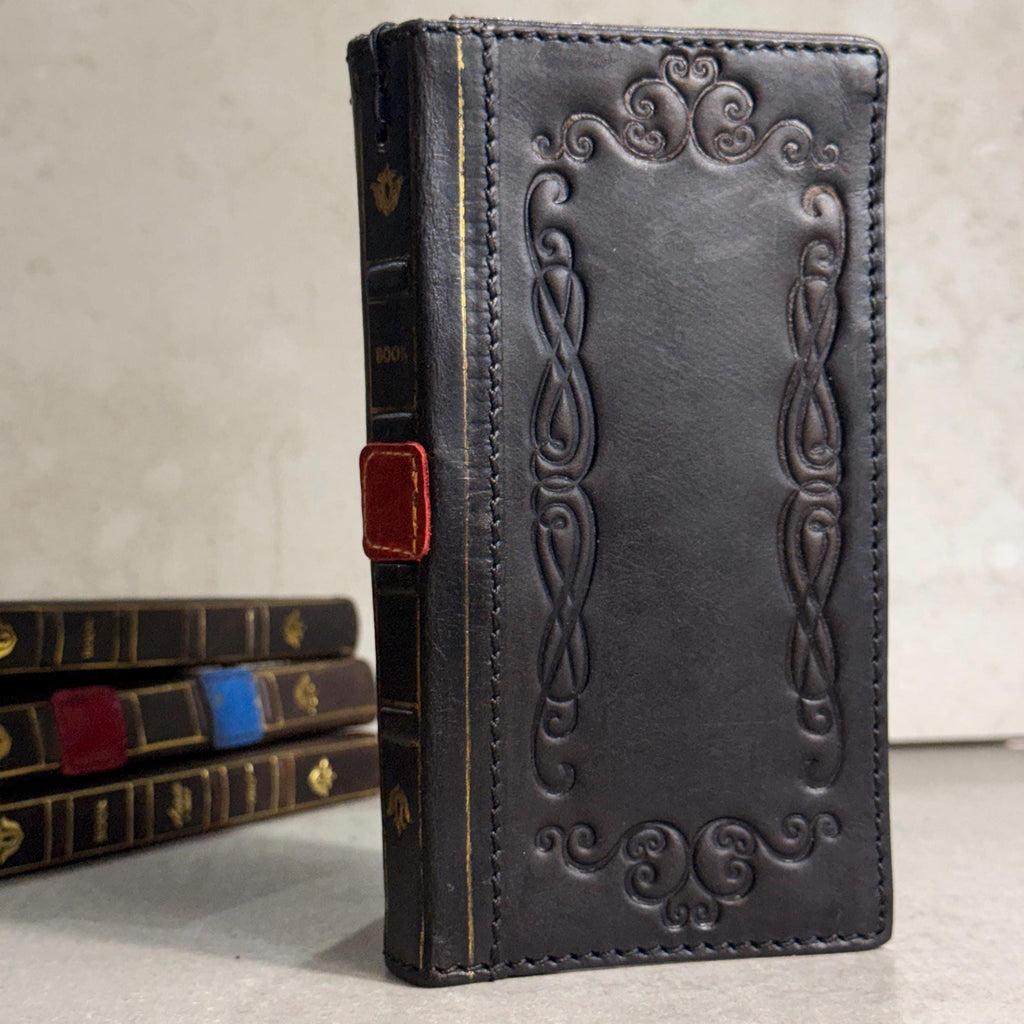 Handmade Black Leather Book Wallet Case for Samsung Galaxy S Series (Ultra FE)