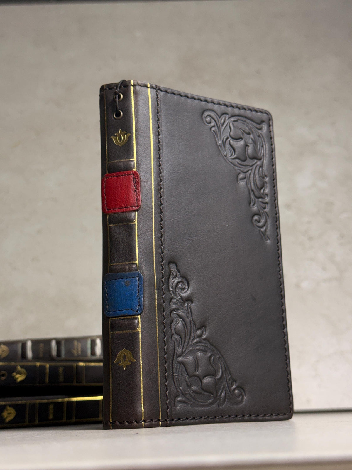 Handmade Black Leather Book Wallet Case for Samsung Galaxy S Series (Ultra FE)