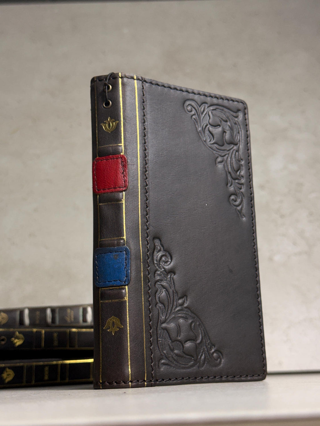 Handmade Black Leather Book Wallet Case for Samsung Galaxy S Series (Ultra FE)