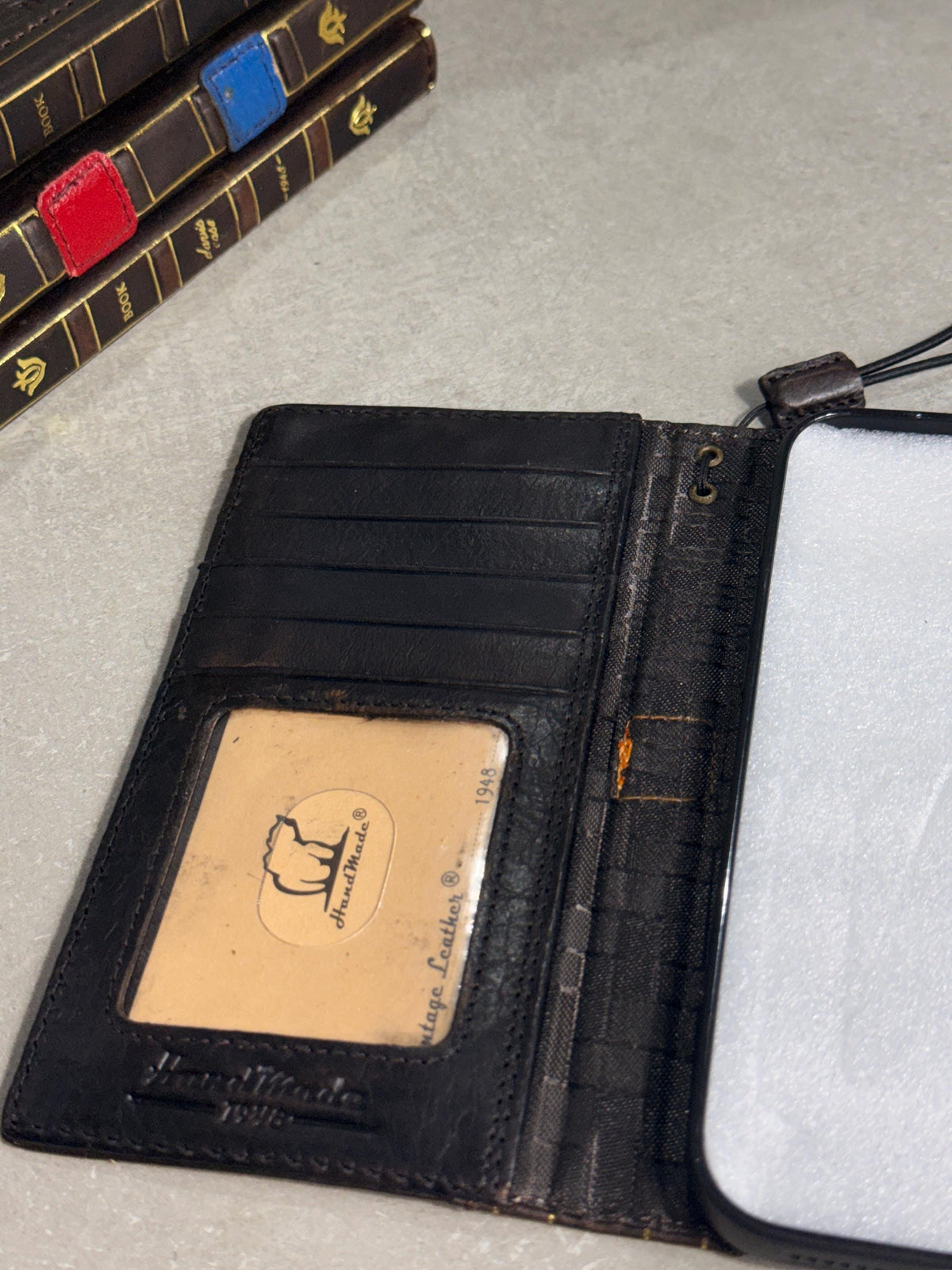 Handmade Black Leather Book Wallet Case for Samsung Galaxy S Series (Ultra FE)