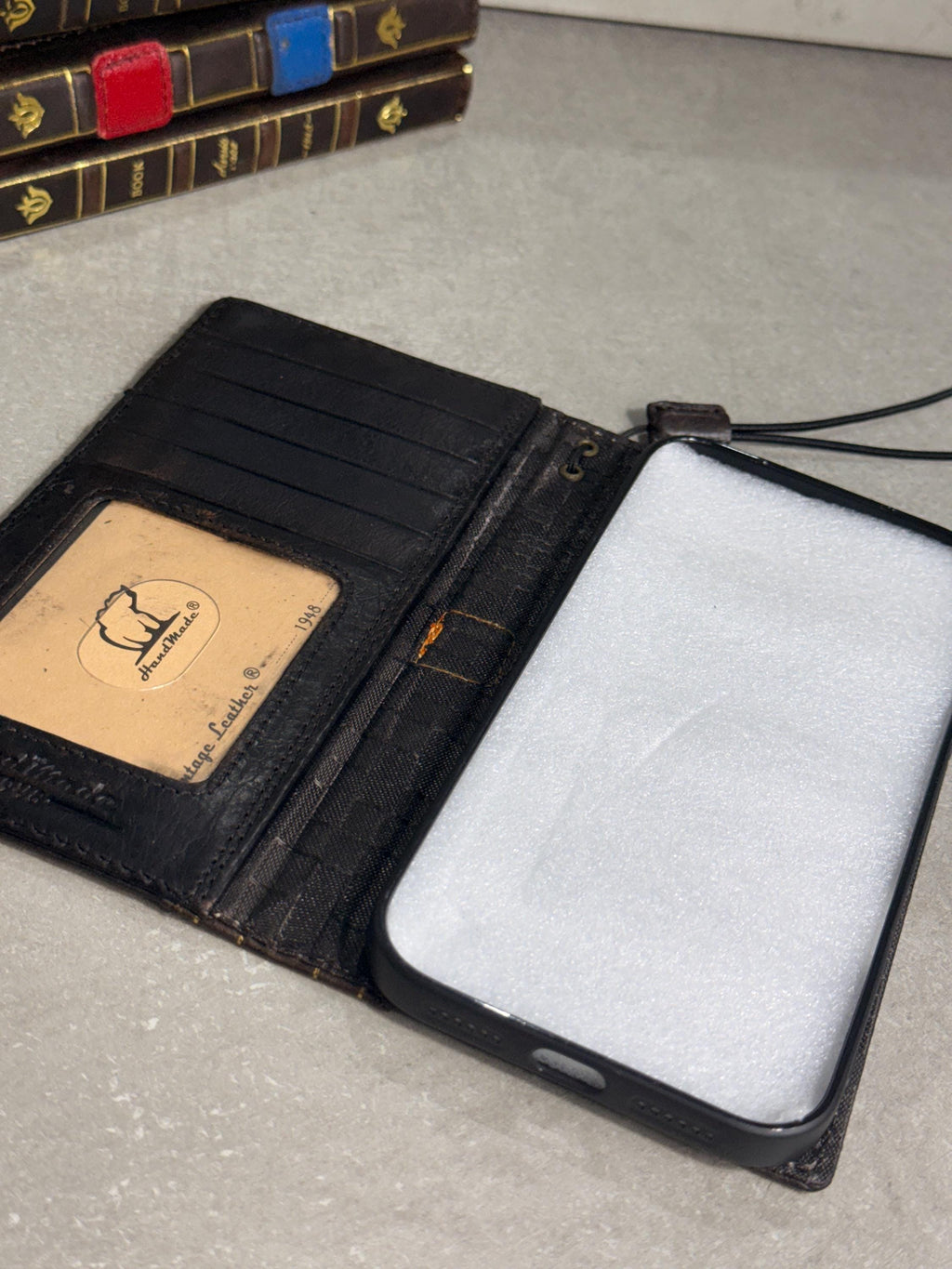 Handmade Black Leather Book Wallet Case for Samsung Galaxy S Series (Ultra FE)