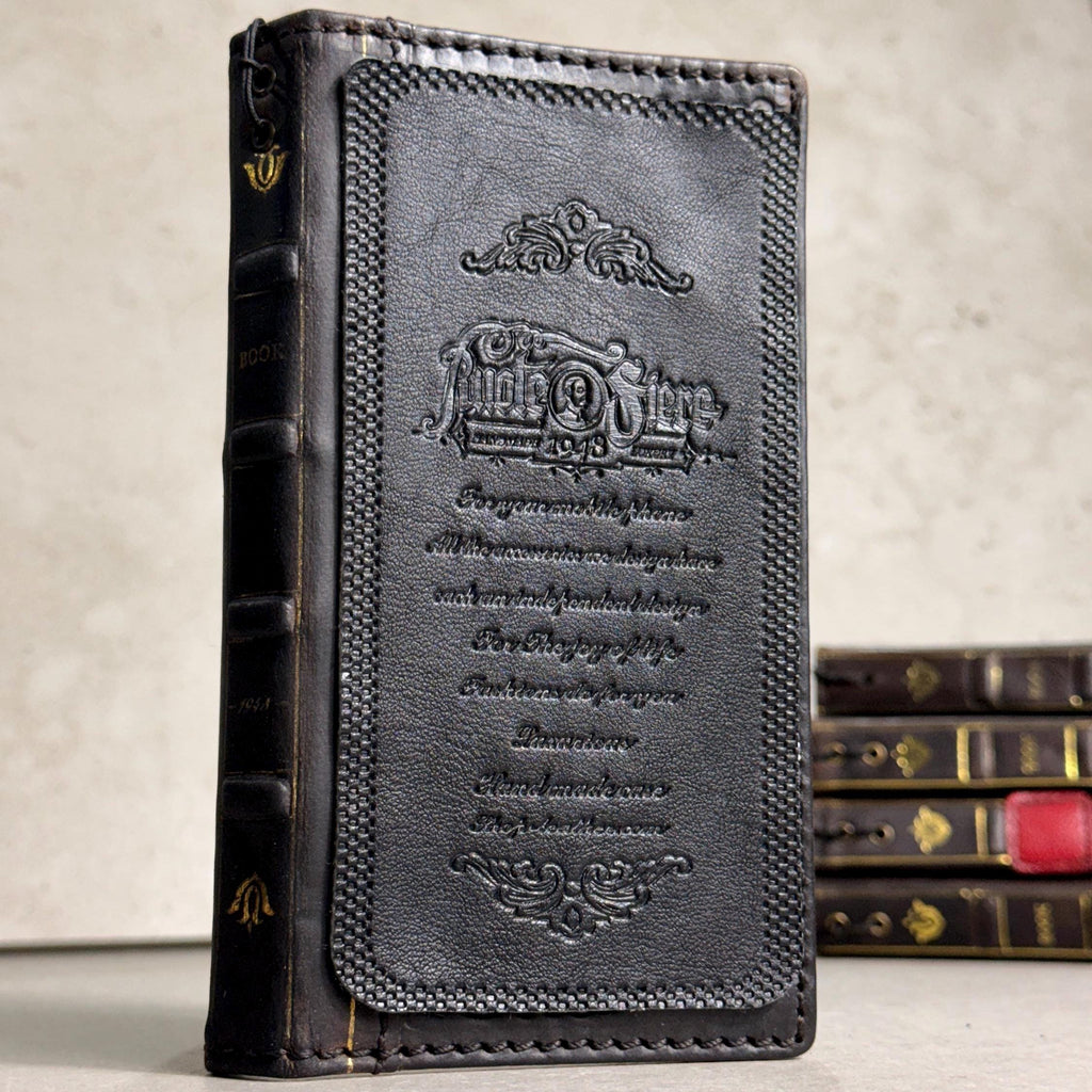 Handmade Black Leather Book Wallet Case for Samsung Galaxy S Series (Ultra FE)