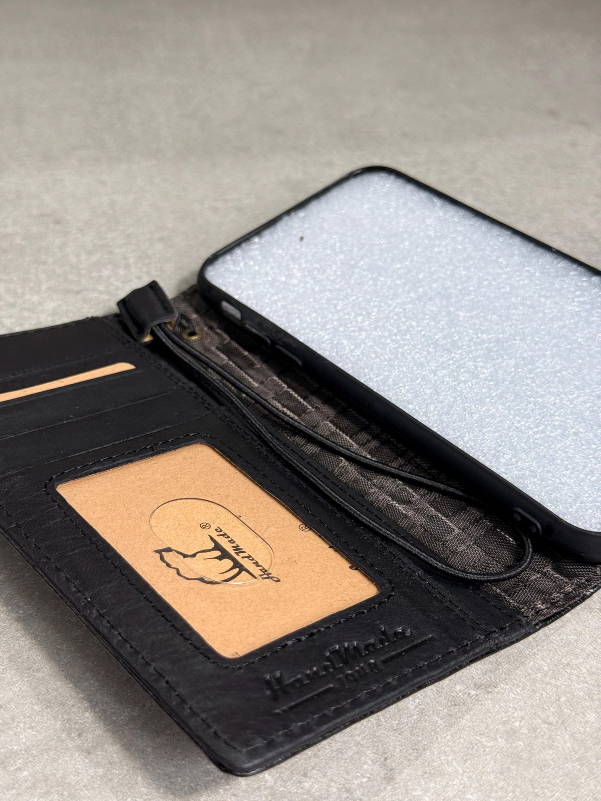 Genuine Leather Google Pixel Wallet Case: Vintage Hamsa Art Design