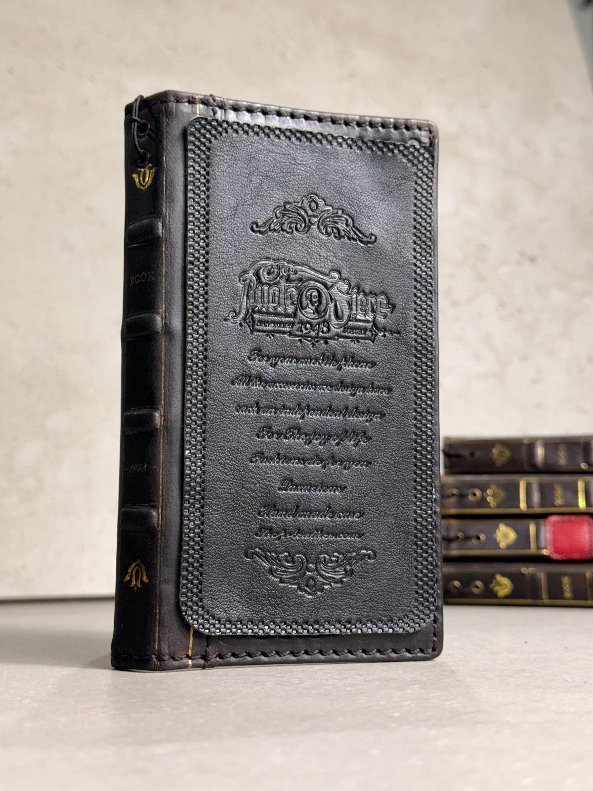 Genuine Leather Google Pixel Wallet Case: Vintage Hamsa Art Design