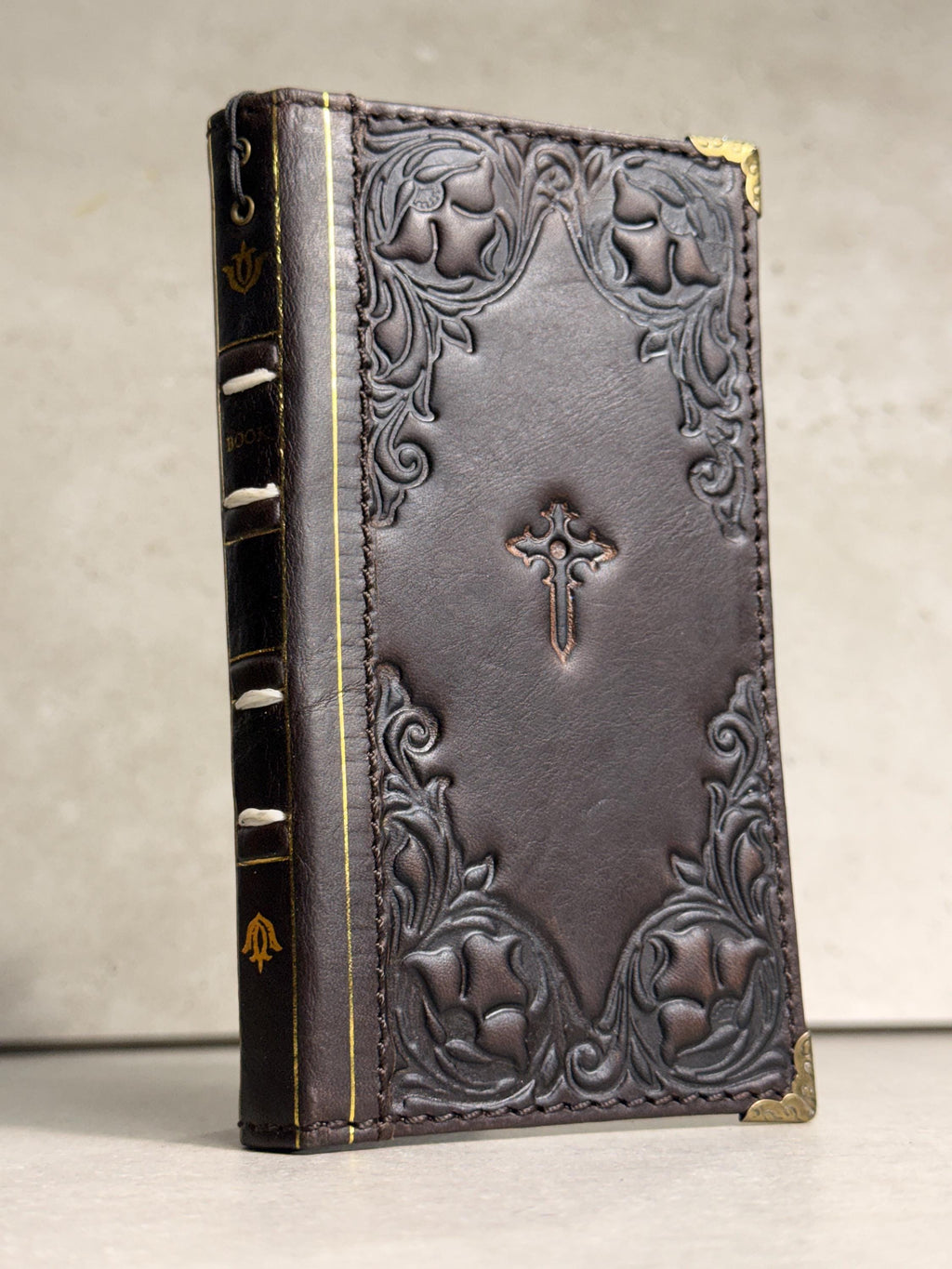 Genuine Leather Wallet Case: Vintage Book Style, Card Slots Motorola