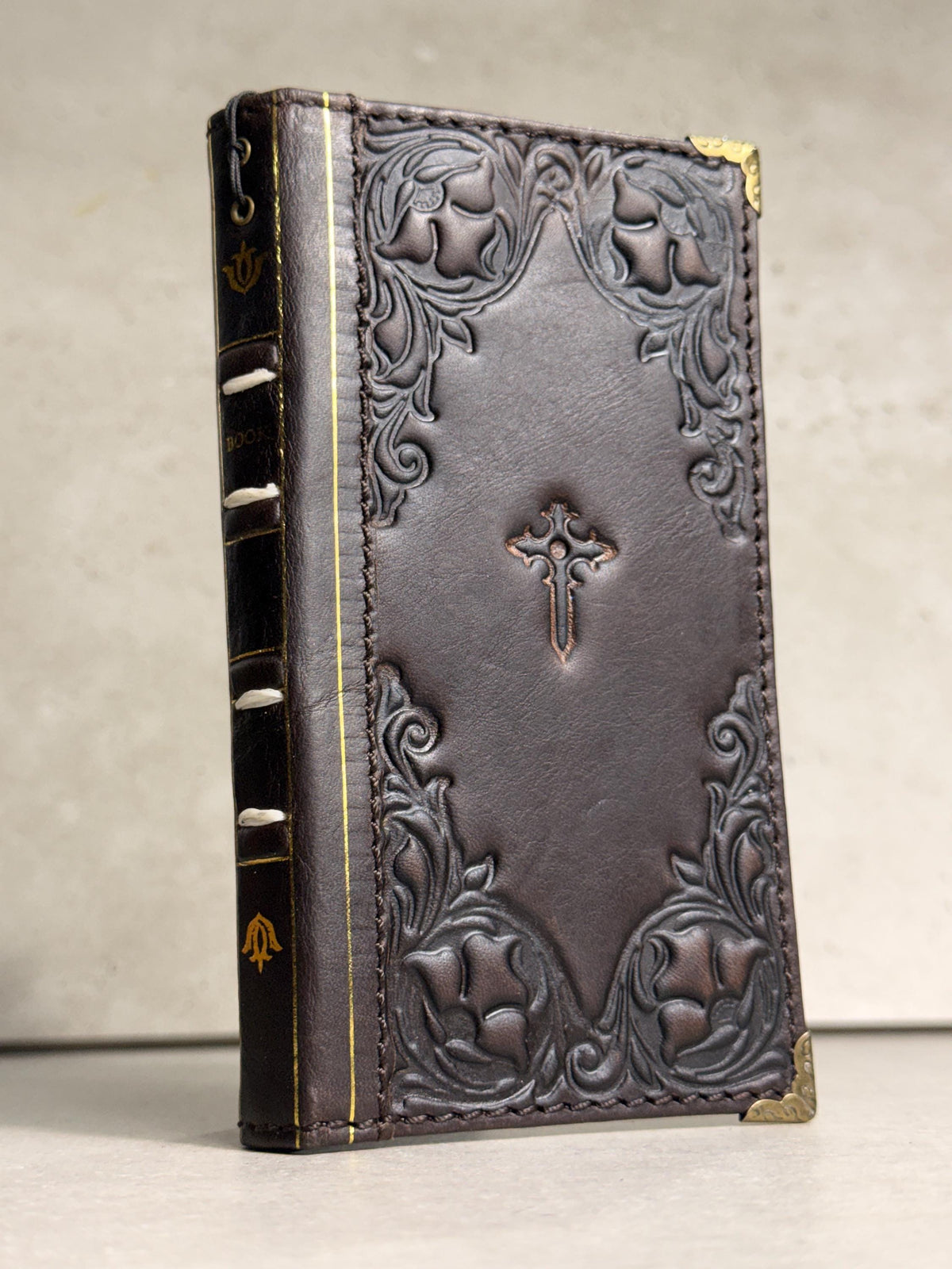 Genuine Leather Wallet Case: Vintage Book Style, Card Slots Motorola