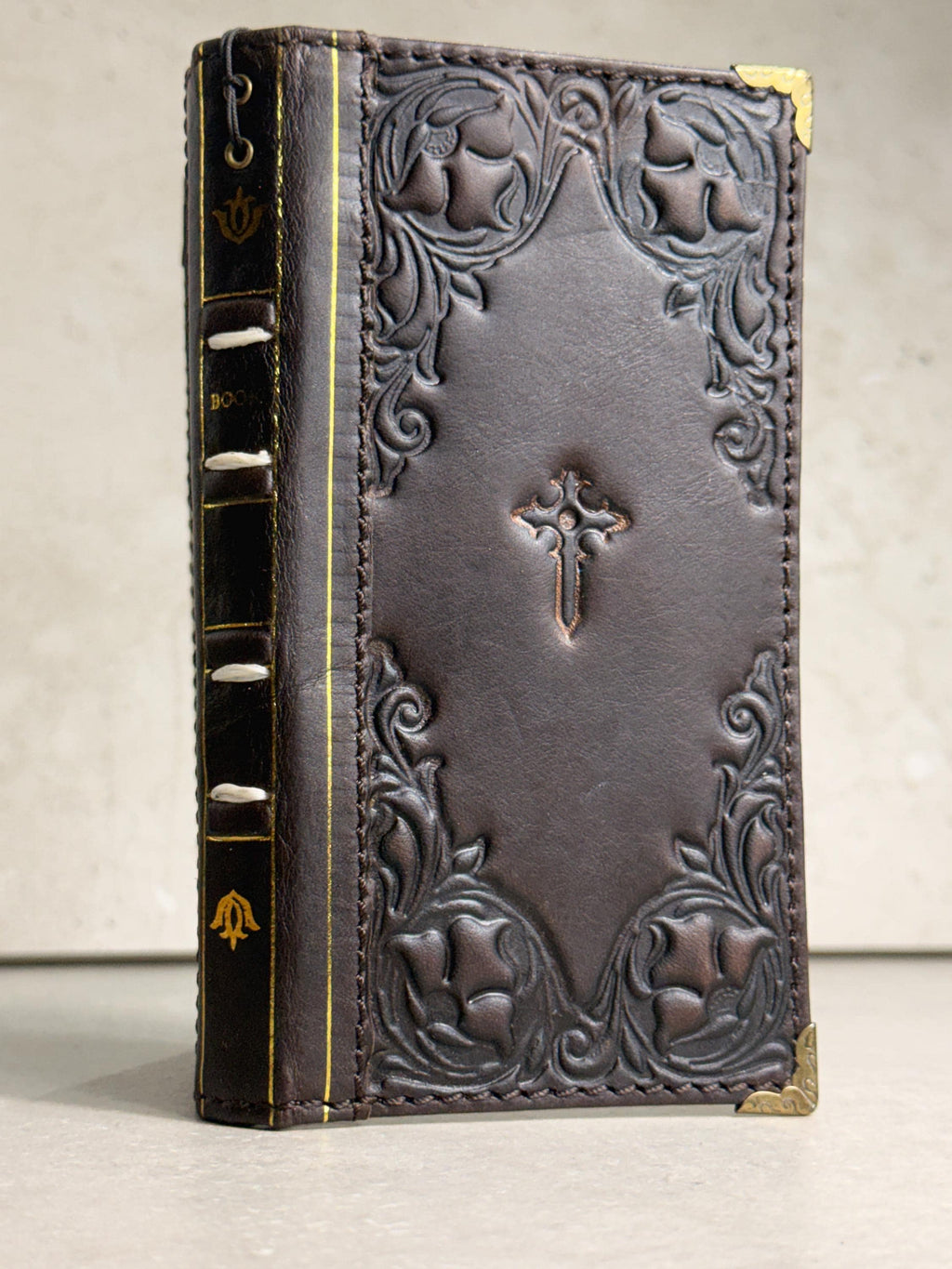 Genuine Leather Wallet Case: Vintage Book Style, Card Slots Motorola