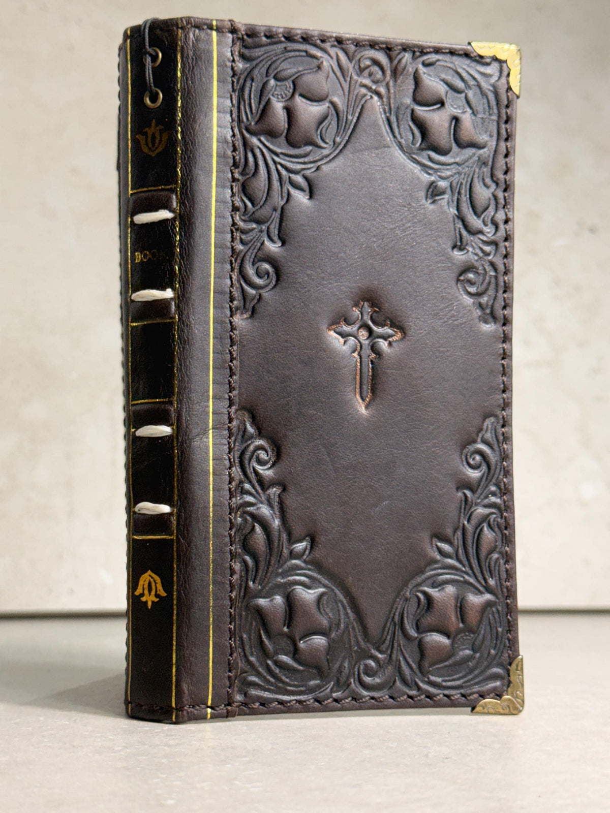 Genuine Leather Wallet Case: Vintage Book Style, Card Slots Motorola
