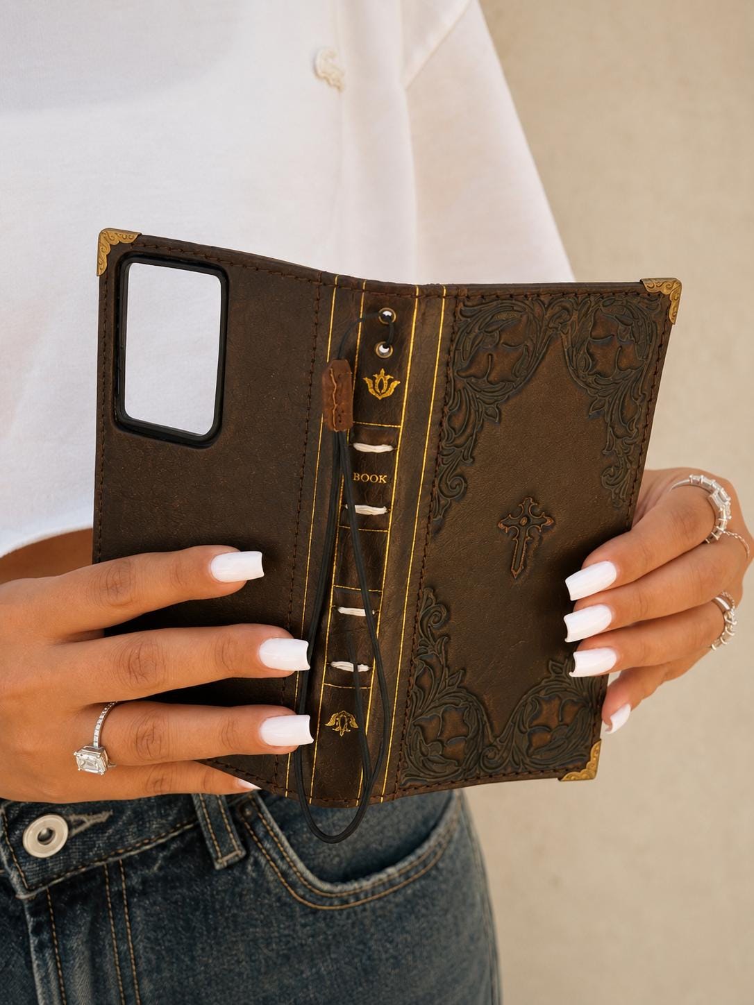 Handmade Ostrich Leather iPhone Case: Vintage Book Style 17