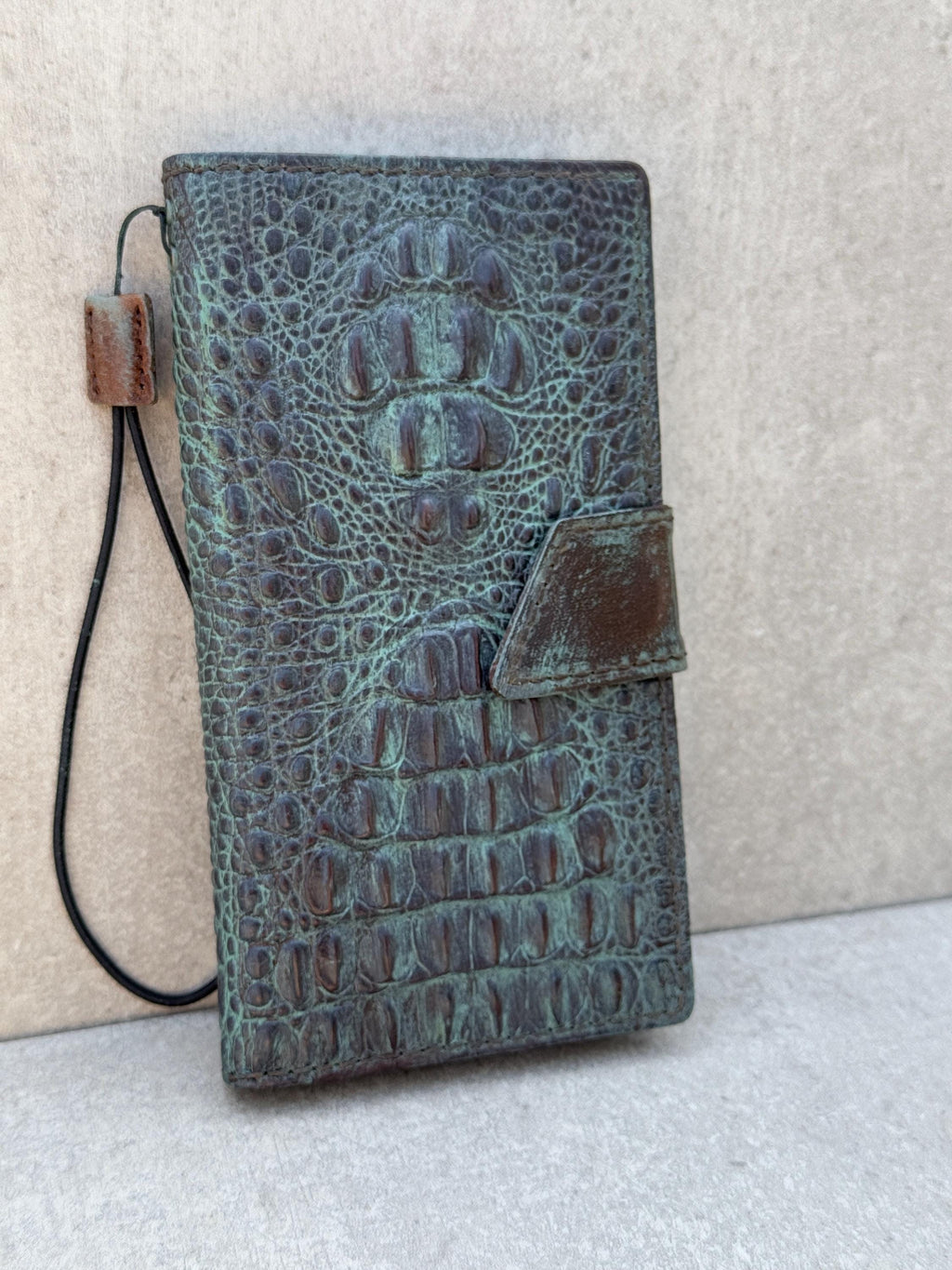 Handmade Leather Wallet Case for Galaxy Z Fold: Art Book Cover
