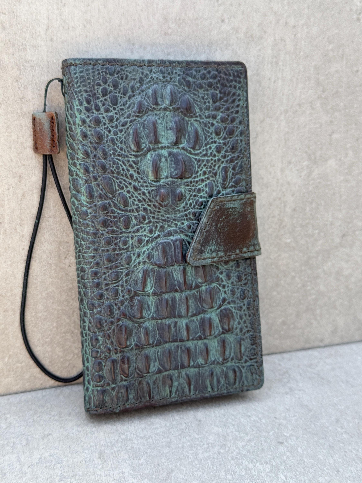 Handmade Leather Wallet Case for Galaxy Z Fold: Art Book Cover